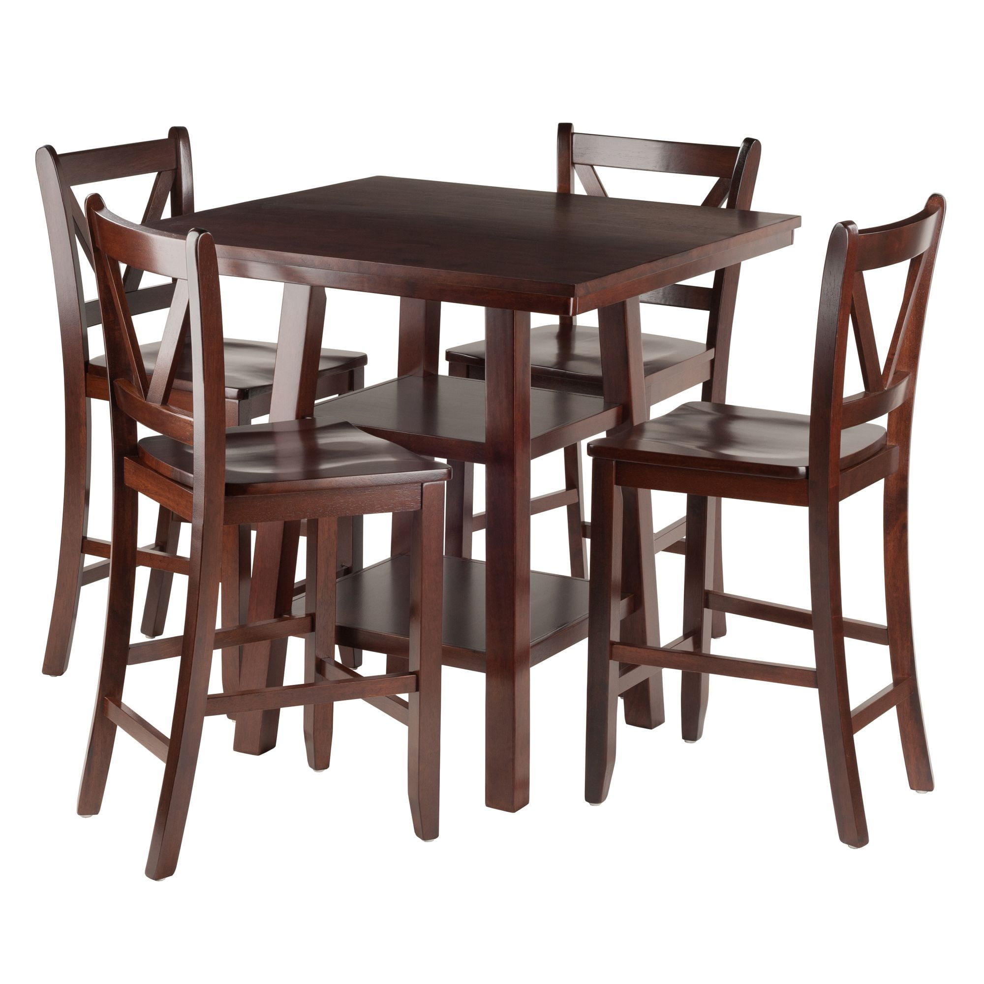 Contemporary Home Living 5-Piece Brown Contemporary Table with Back Counter Stools