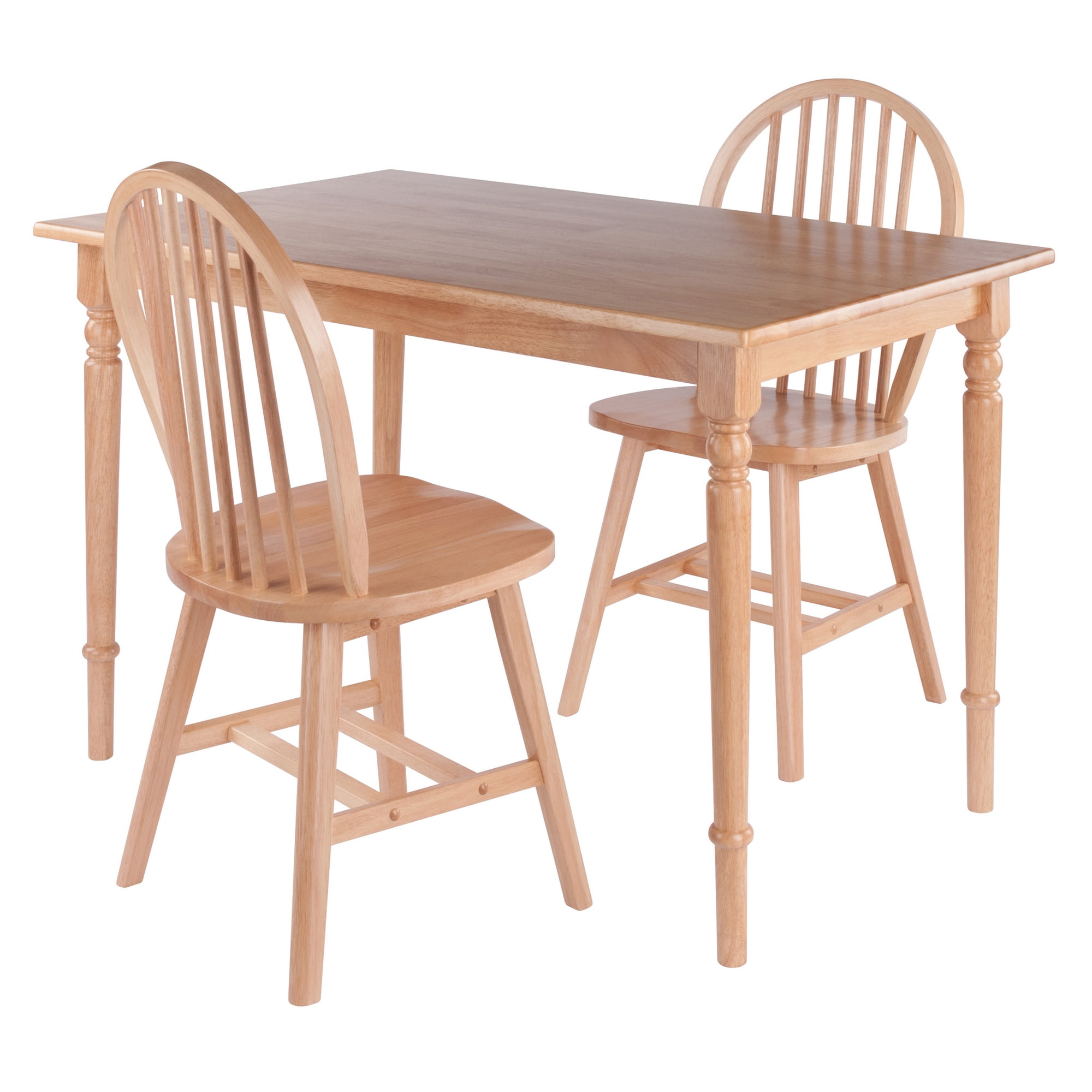 Winsome Wood Ravenna 3-Piece Set, Dining Table with Windsor Chairs, Natural Finish