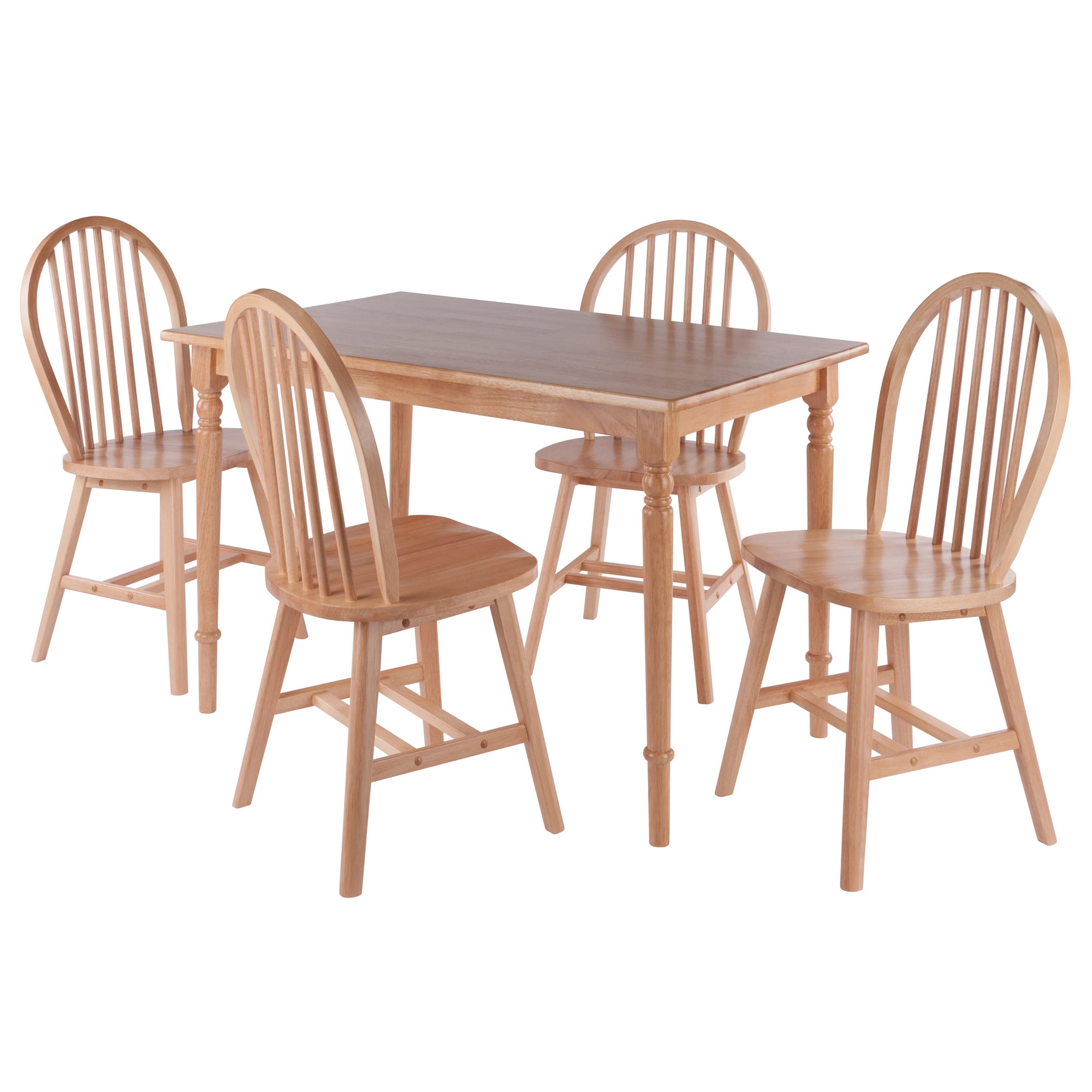 Winsome Wood Ravenna 5-Pc Set, Dining Table with 4 Windsor Chairs, Natural Finish