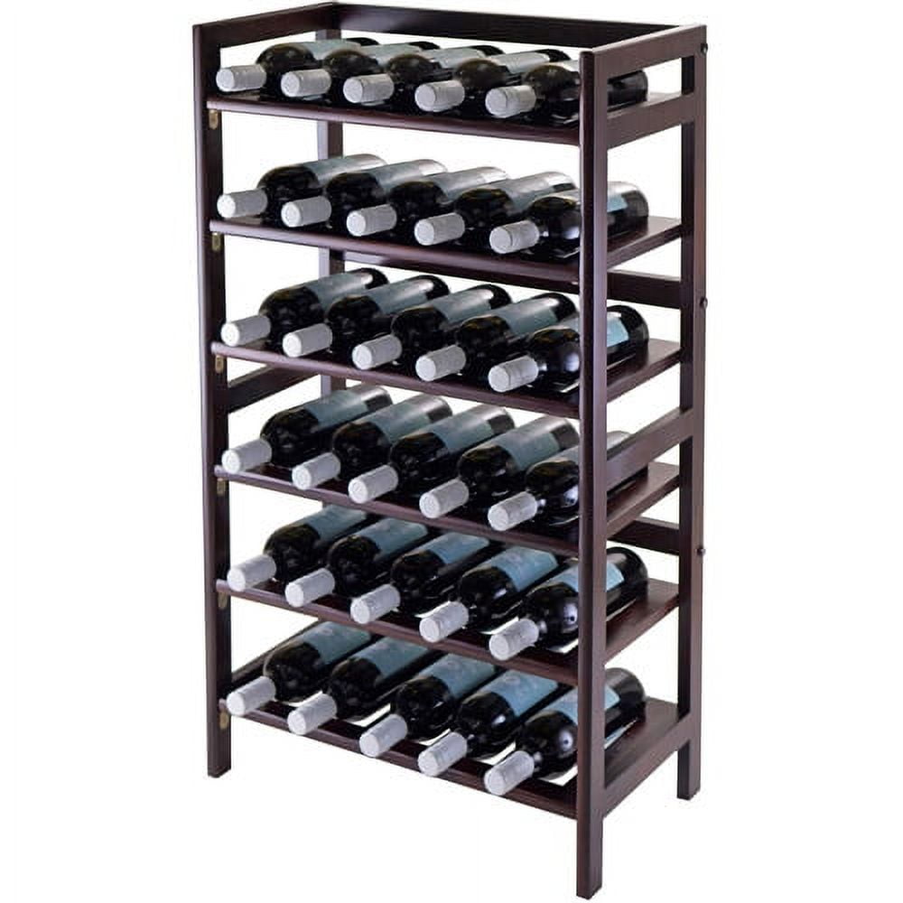 Winsome Silvi 30-Bottle Wine Display Rack, Antique Walnut Finish