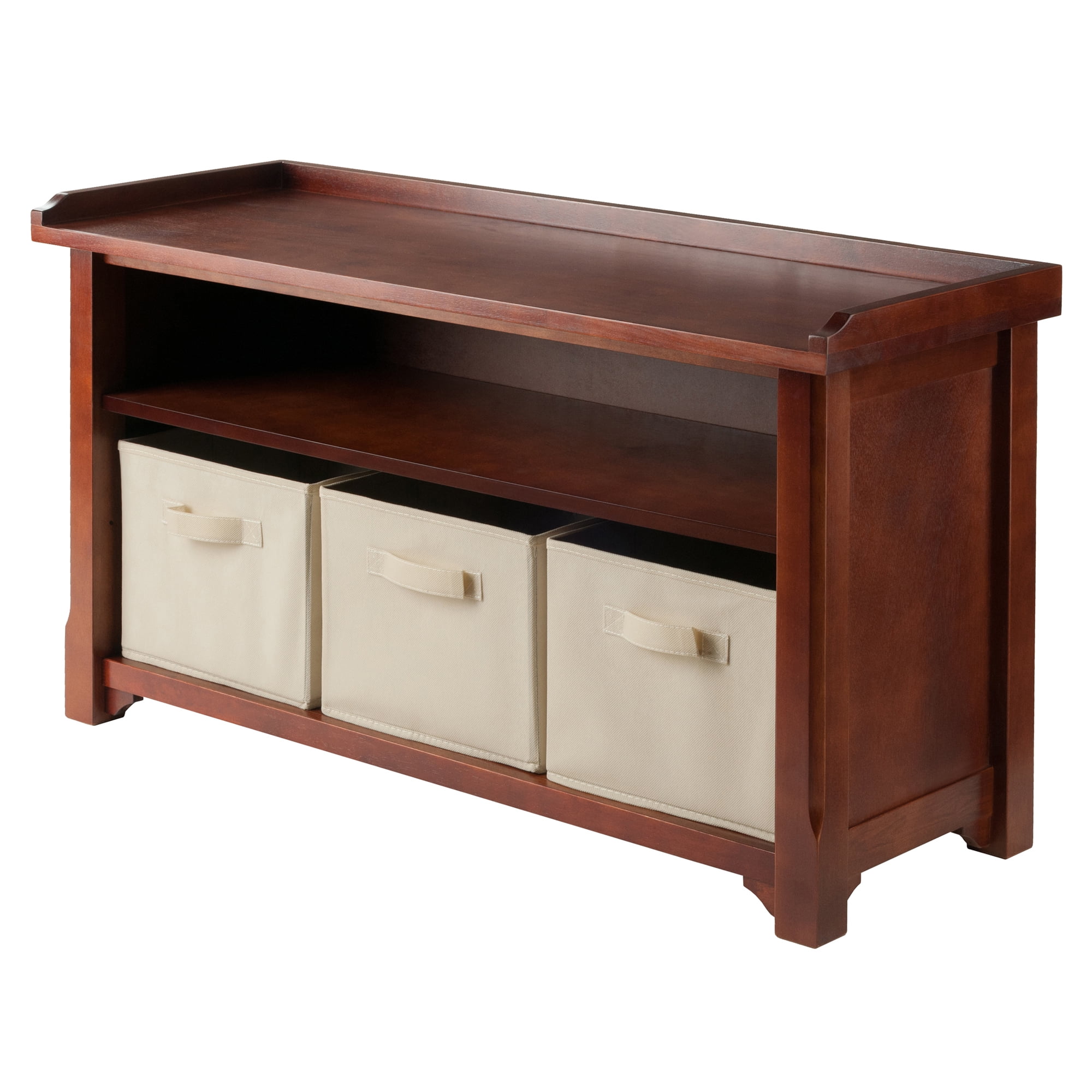 Winsome Wood Verona 4-PC Set, Storage Bench & 3 Foldable Baskets