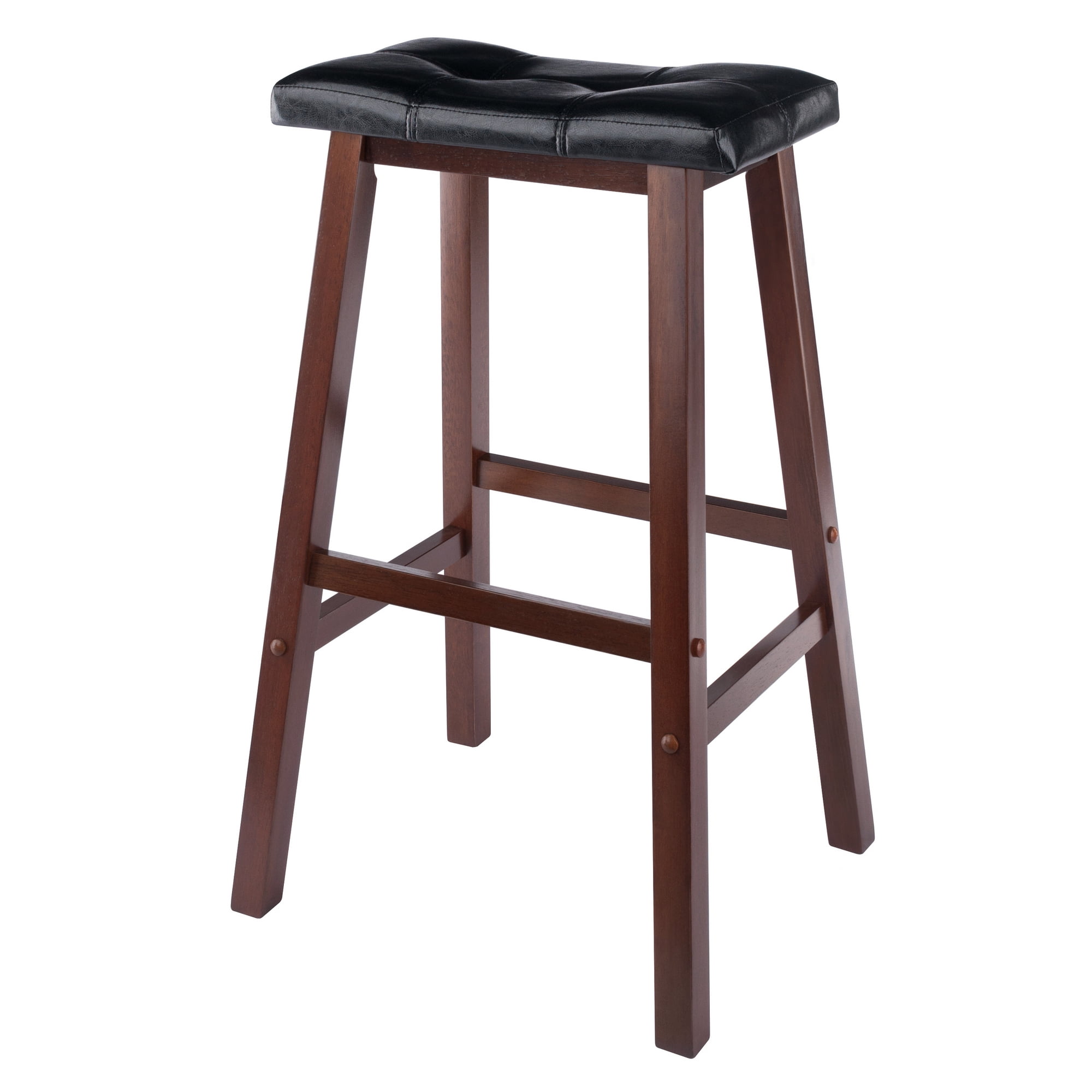 Winsome Wooden Tall Mona Faux Leather Cushion Saddle Seat and Chair Stool