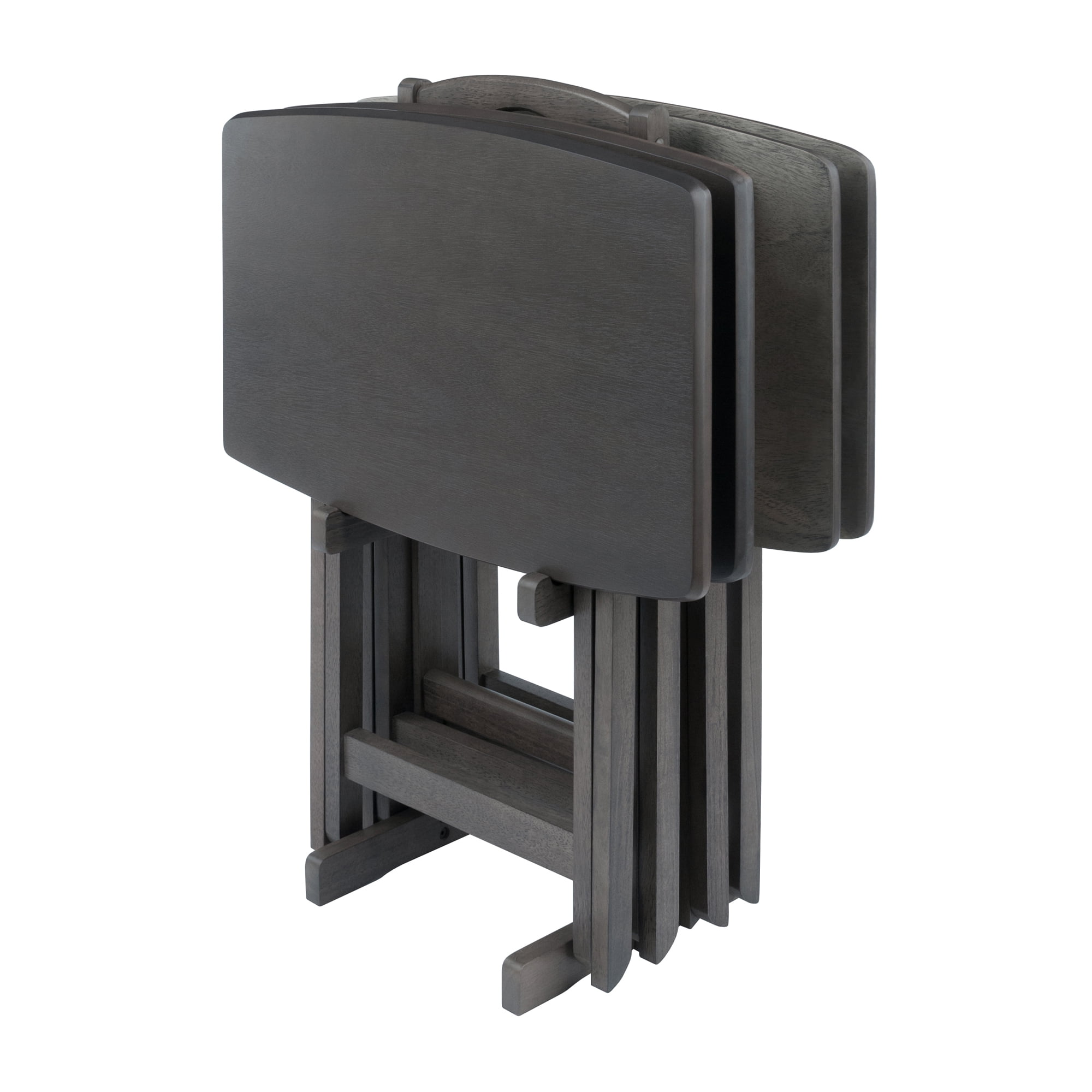 Winsome Dylan 5-Pc Oversized Folding Snack Table Set, Oyster Gray Finish