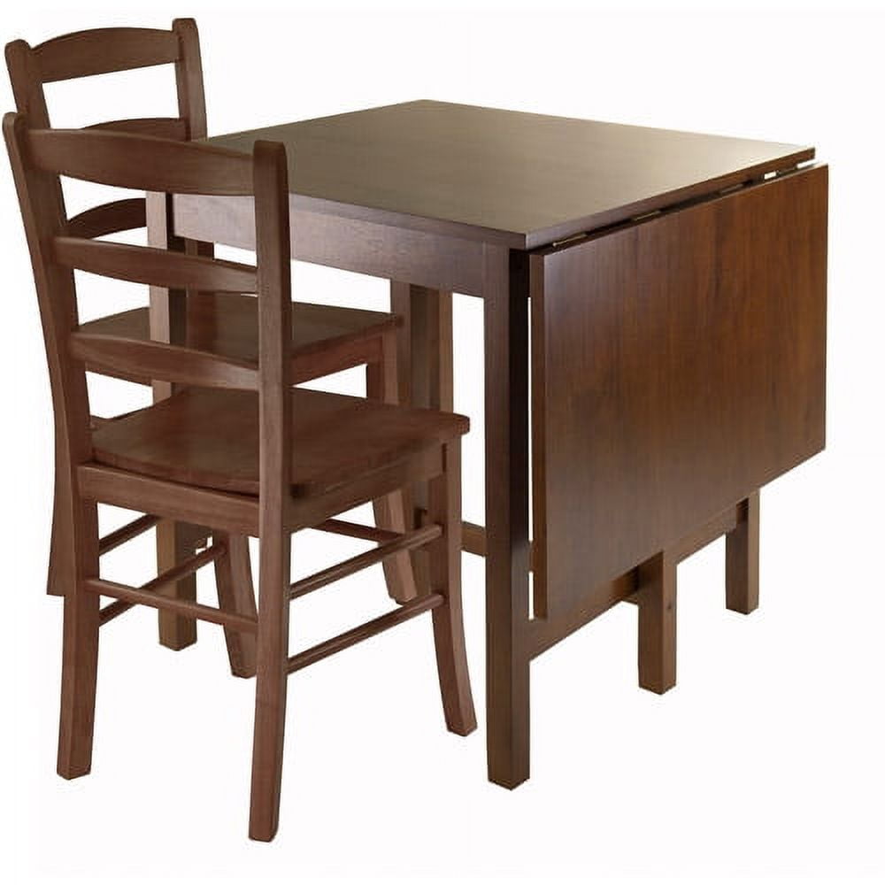 Winsome Lynden 3-Piece Dining Set with Drop-Leaf Table, Antique Walnut