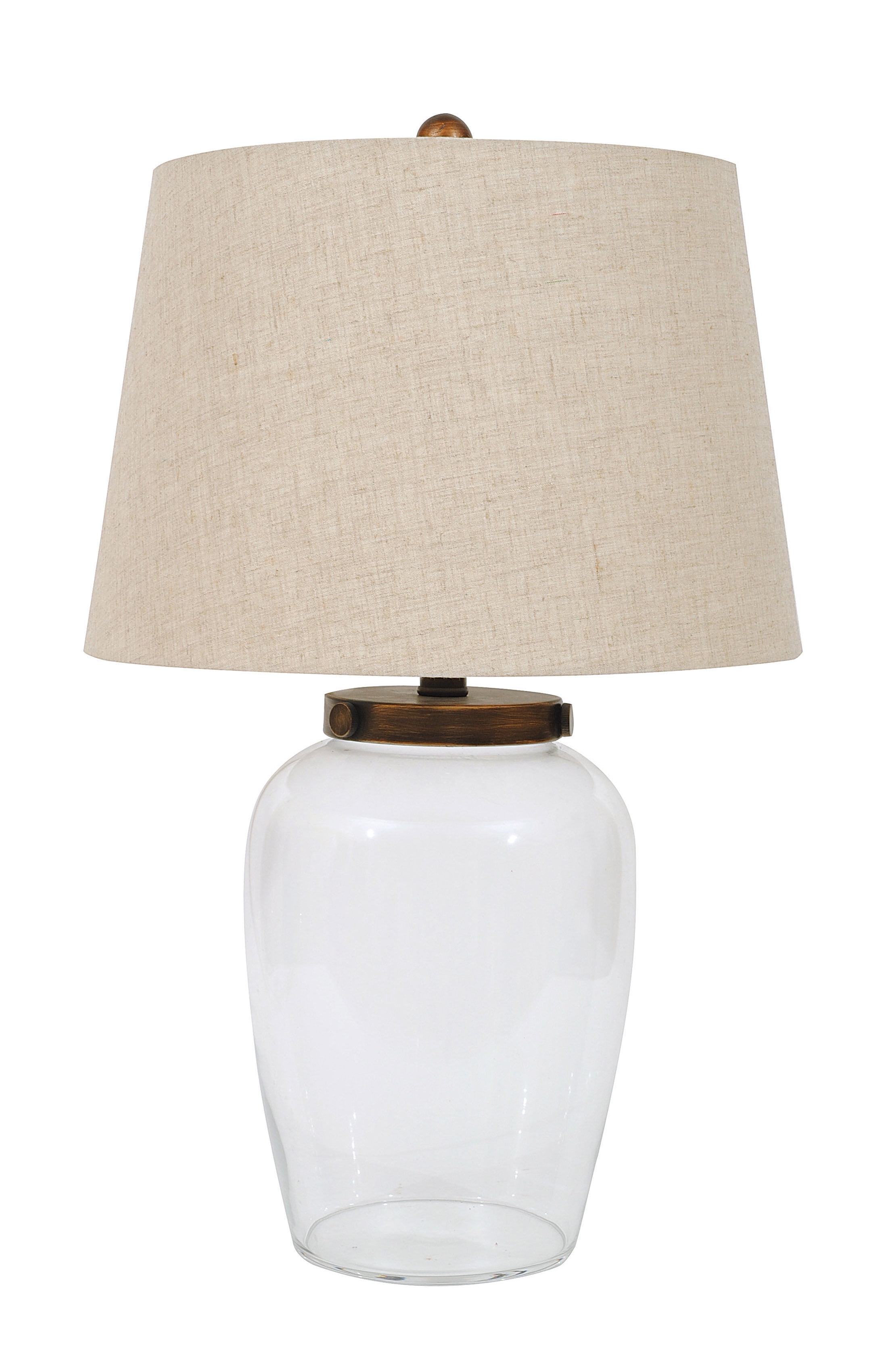 Woven Paths Fillable Clear Glass Table Lamp with Iron Accent and Linen Shade, 24"