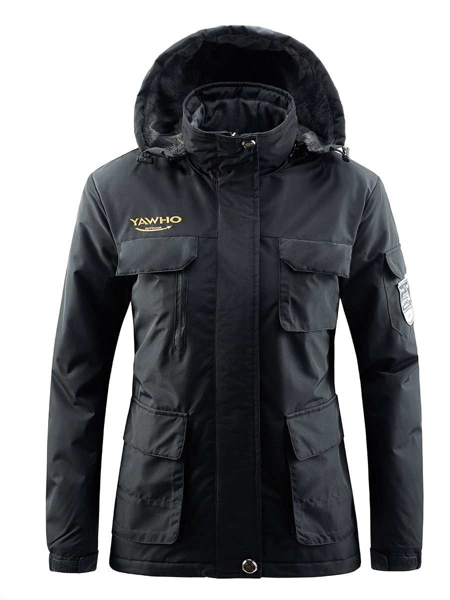 Women's Ski Winter Jacket Mountain Windproof Waterproof Rain Snowboarding Jackets Fleece Warm Snow Hooded Coat