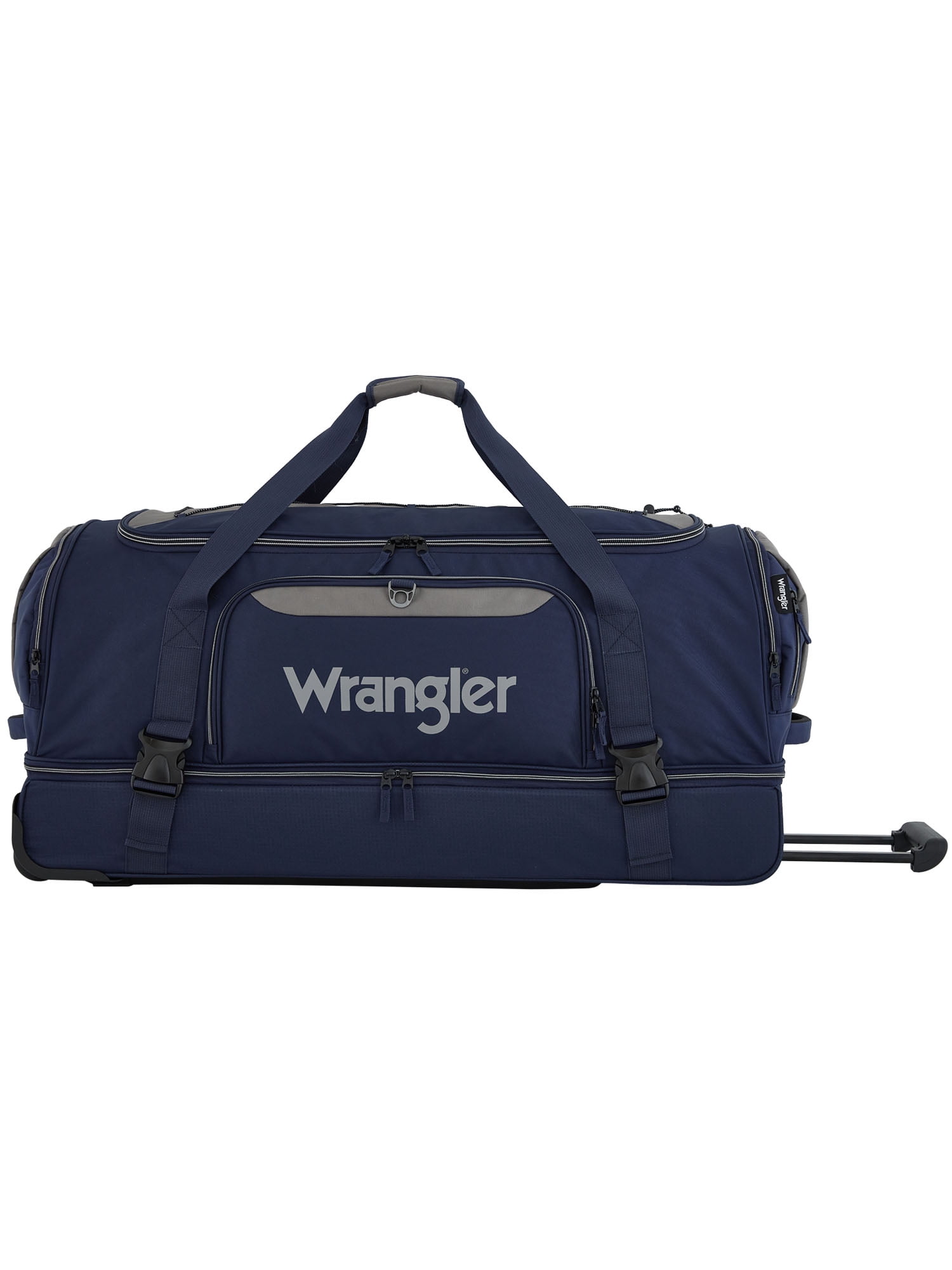 Wrangler Jumbo 36" Drop-Bottom Rolling Duffel with Telescopic Handle - Navy