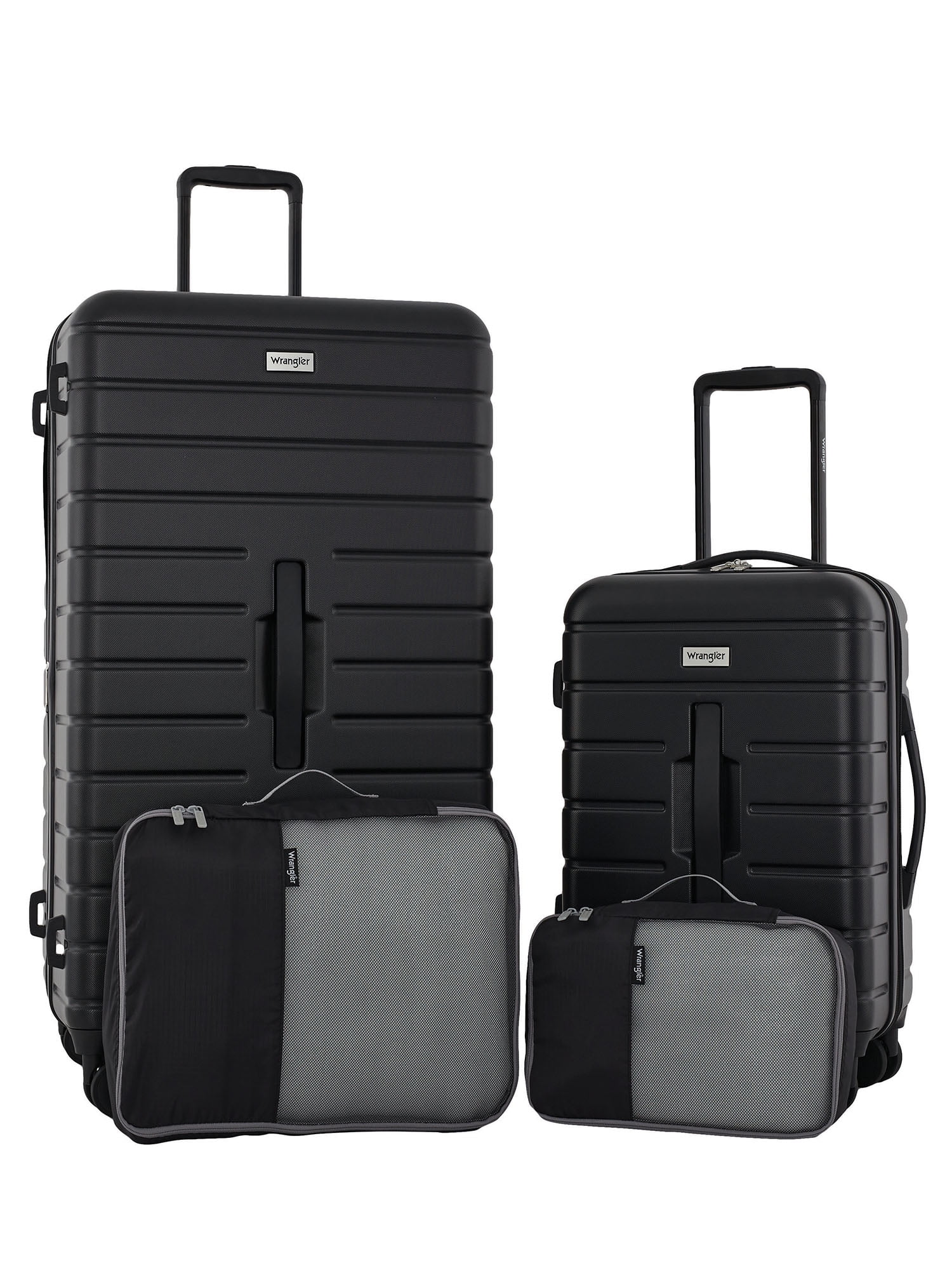 Wrangler 4-Piece 8-Wheel Expandable Hard Side Trunk-Style Luggage Set - Black
