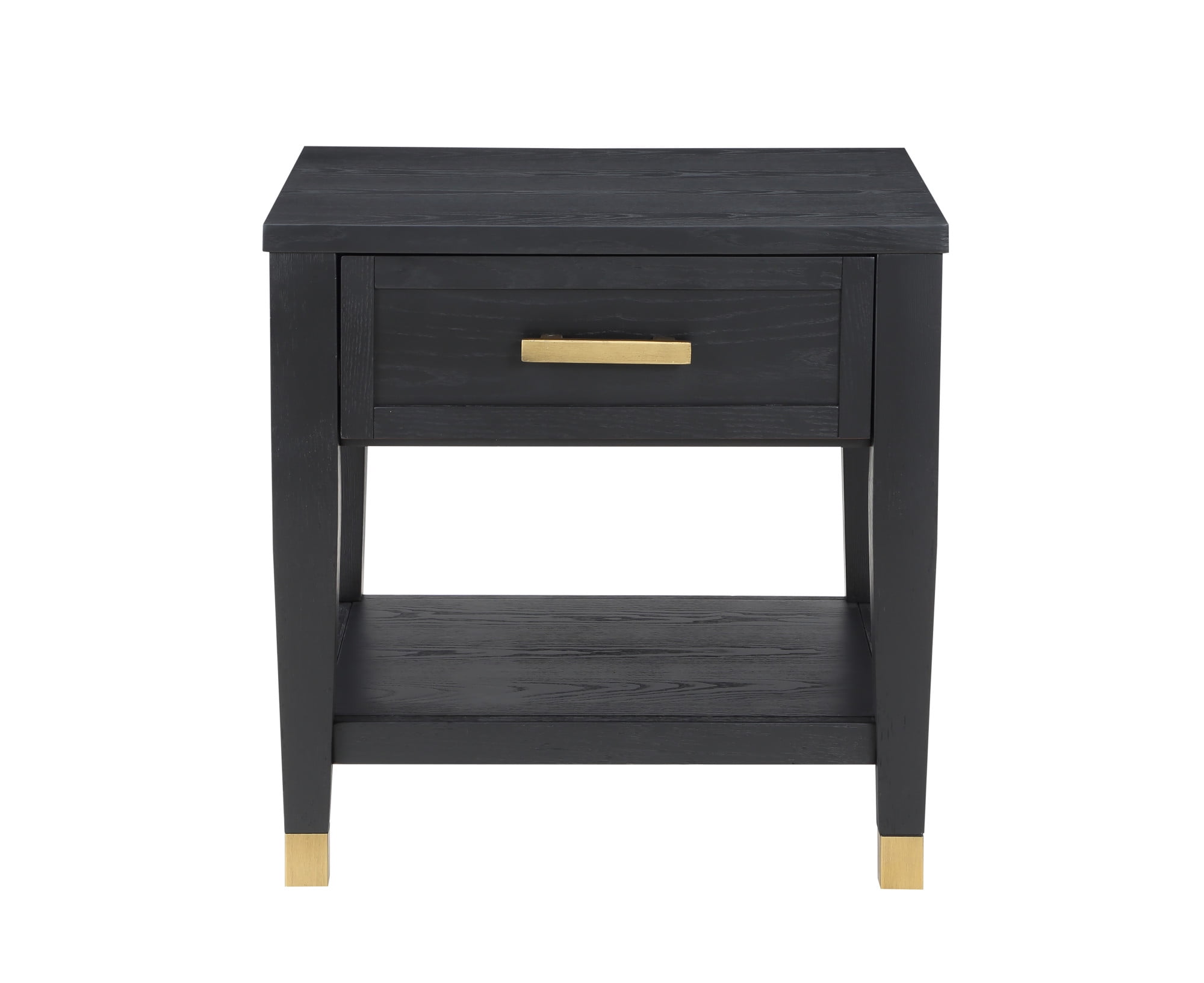 Yves Rubbed Charcoal Wood 1-drawer End Table