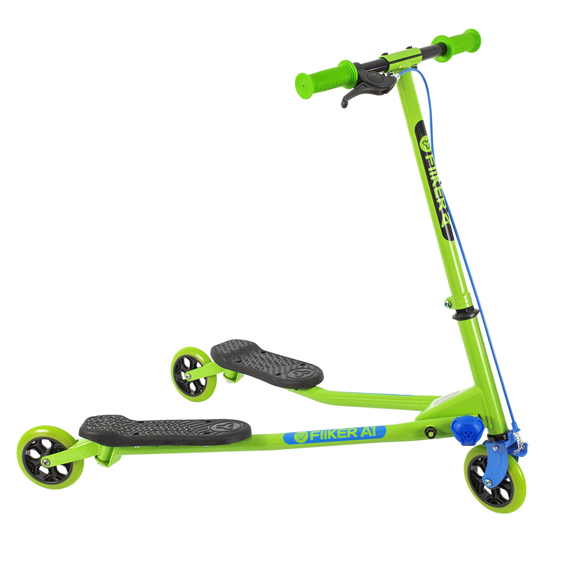 Yvolution Fliker Air A1 | 3 Wheel Drift Wiggle Scooter for Kids Child 5-8 Years Old (Green) Unisex