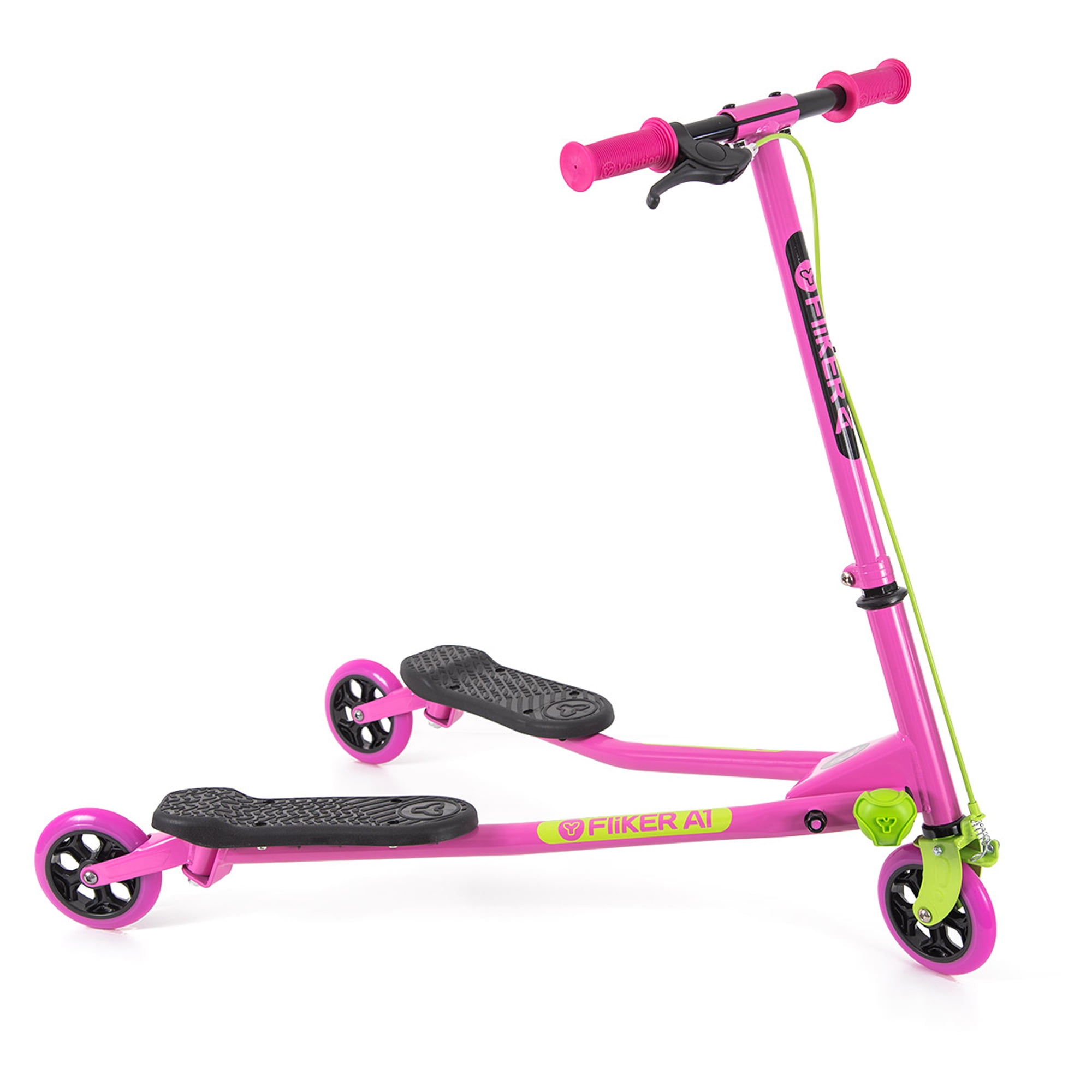Yvolution Fliker Air A1 | 3 Wheel Drift Wiggle Scooter for Kids Child 5-8 Years Old (Pink) Unisex