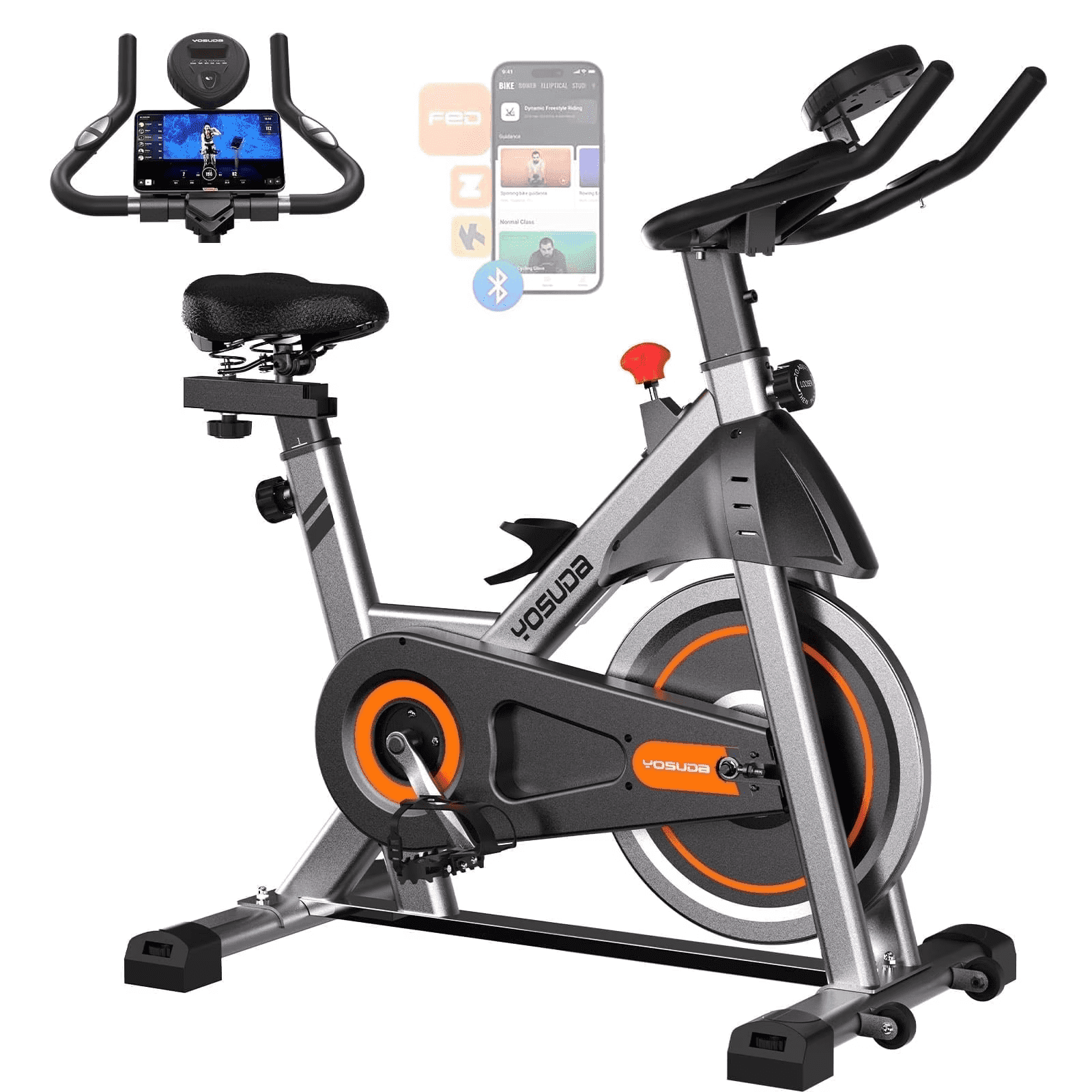 YOSUDA Exercise Bike Stationary Indoor Cycling Bike for Home 300 Lbs Weight Capacity, Comfortable Seat Cushion and LCD Monitor