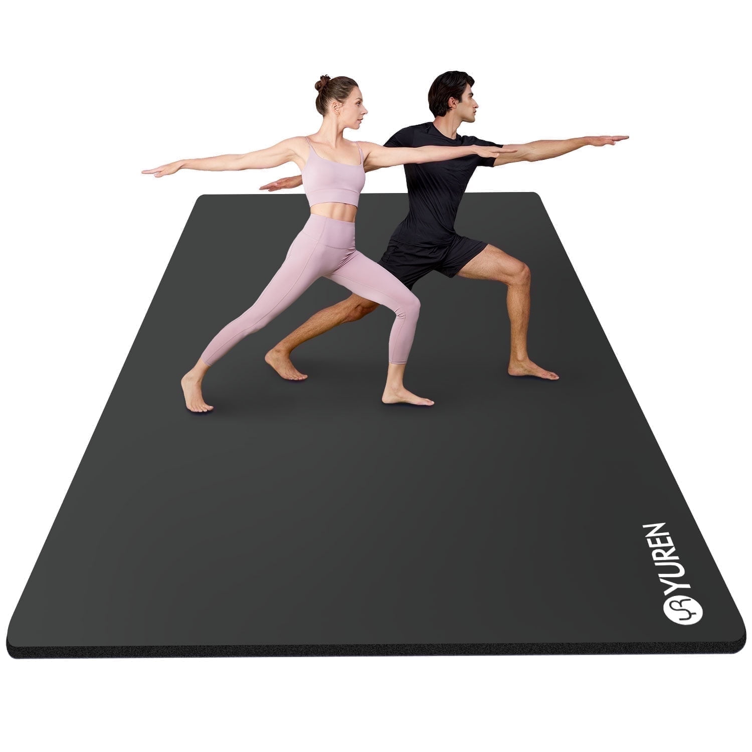 YR Large Yoga Mat for Home Gym Workout 10mm Thick Black 78 x 51 inch