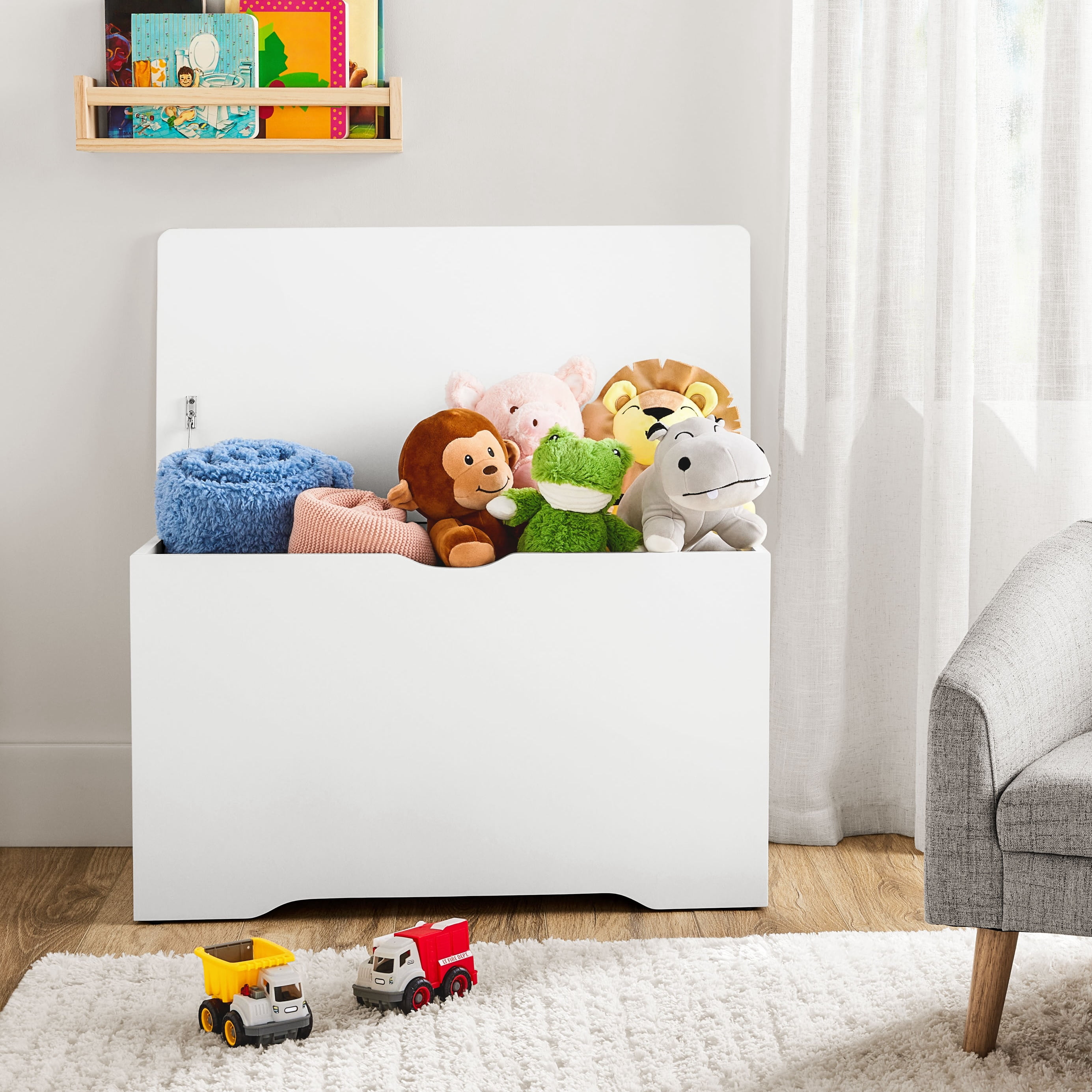 Your Zone Kids Toy Chest with Slow Close Lid, White