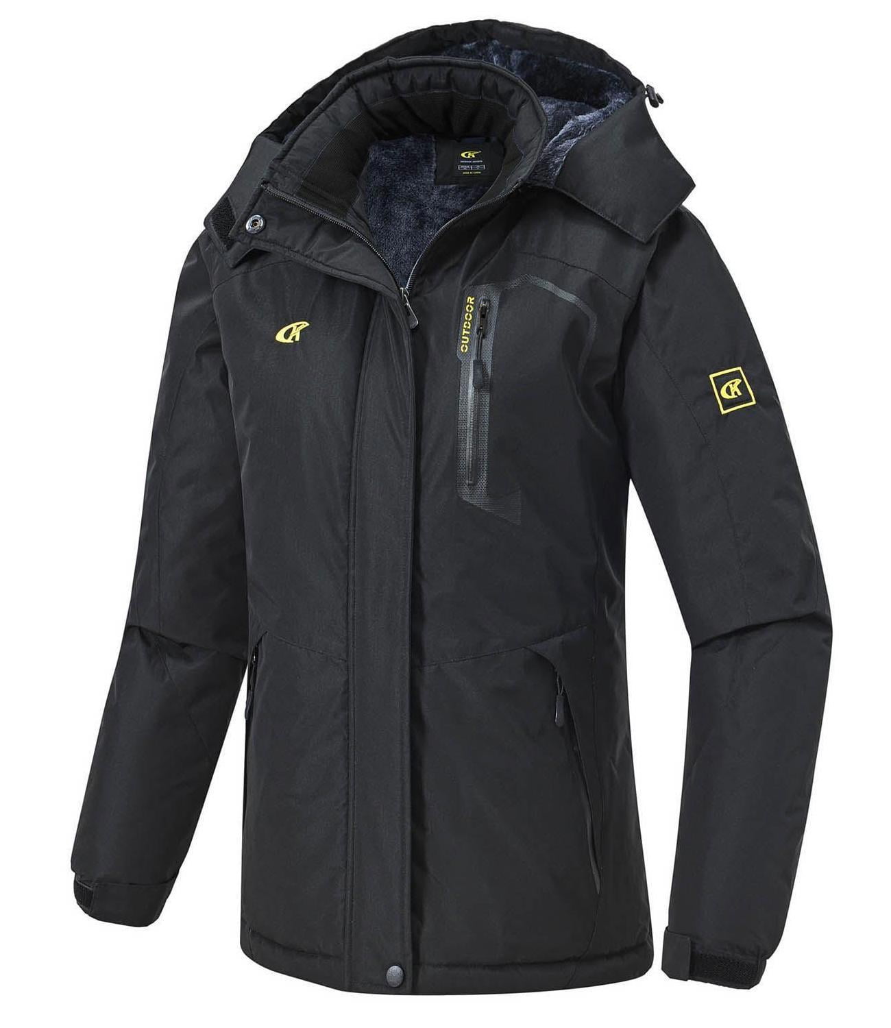 NEIKU Women's Skiing Snowboarding Jackets Fleece Hood Mountain Snow Coat Black L