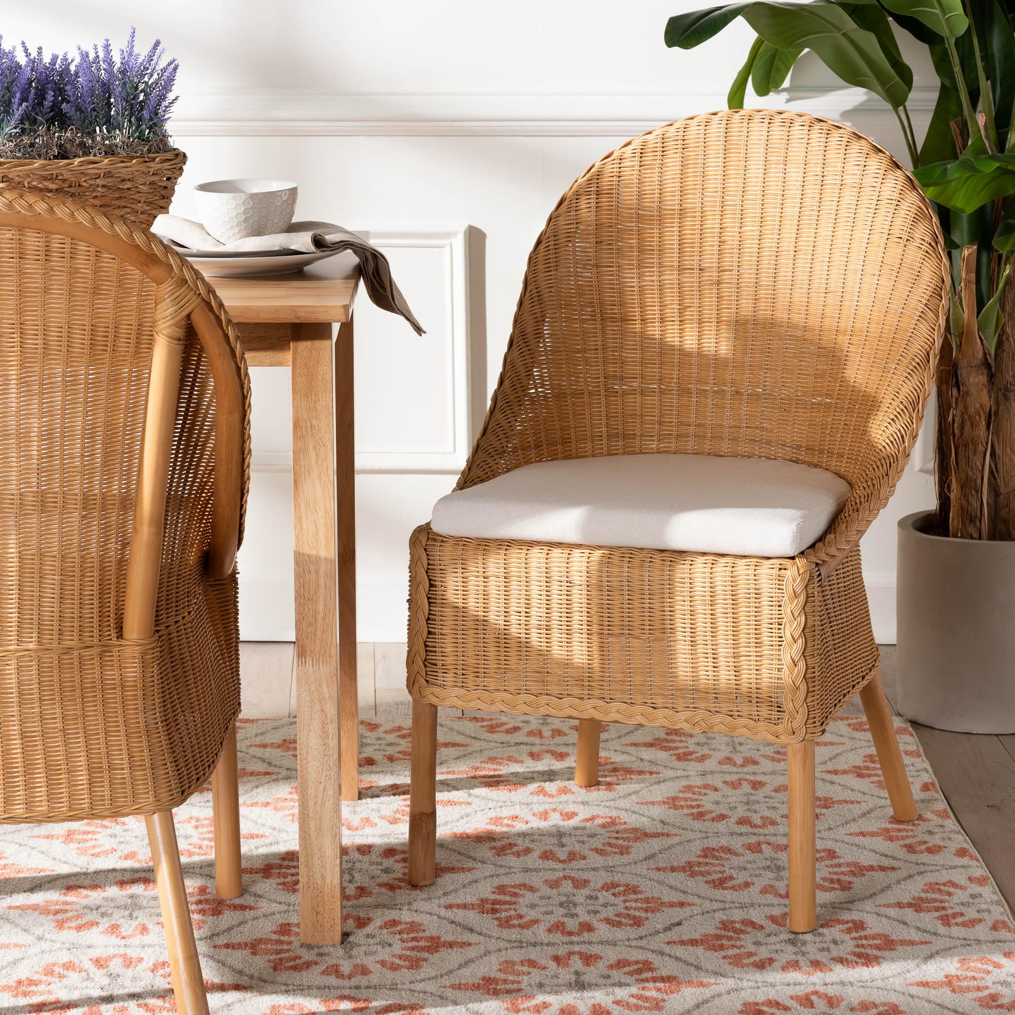bali & pari Camelia Boho Dining Chair, Light Honey