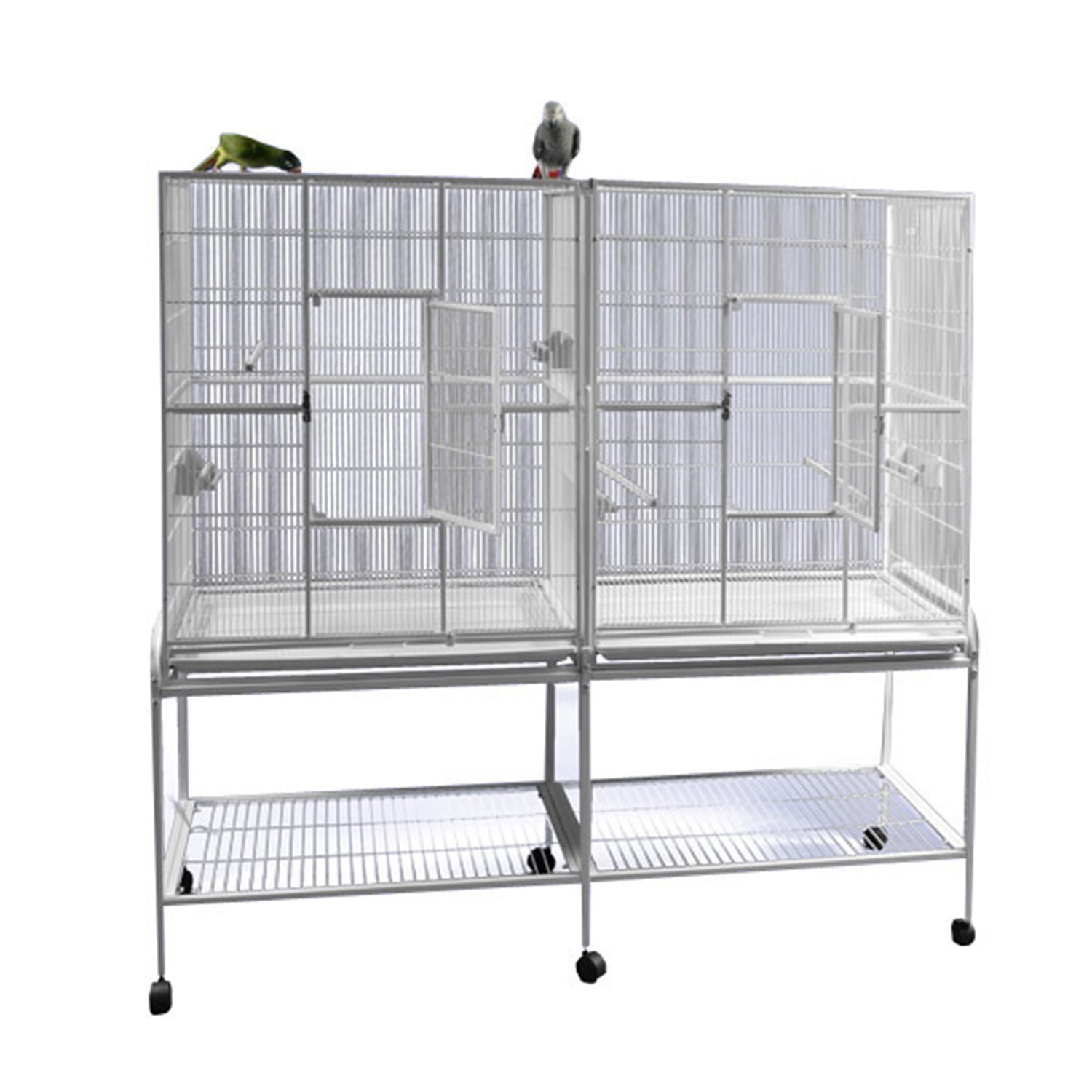 A and E Cage Co. Double Flight Cage-PureWhite