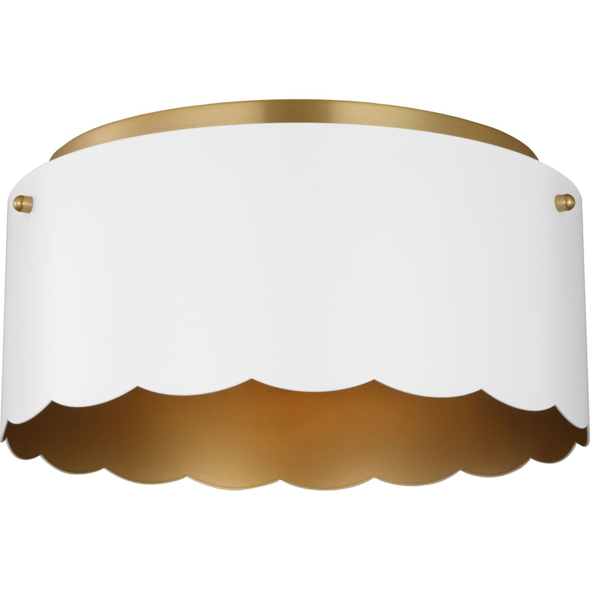 Avec Bettye Collection 12.5" Luxe 2-Light Champagne Bronze Flush Mount Light with White Shade