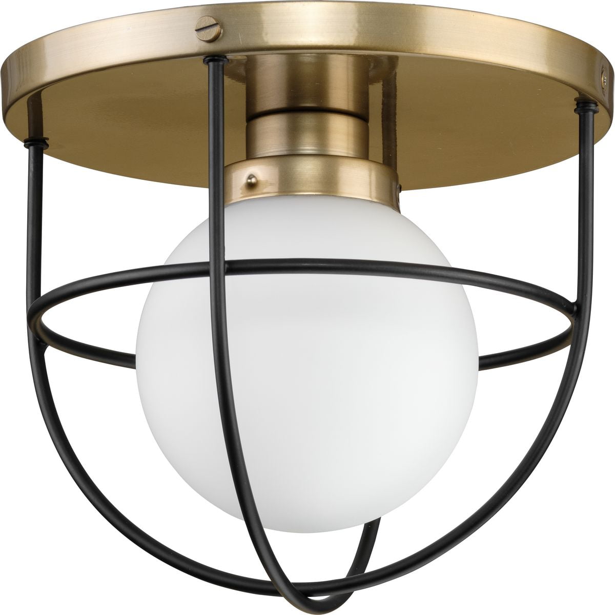Avec 10.125 in. 1-Light Champagne Bronze Luxe Industrial Flush Mount