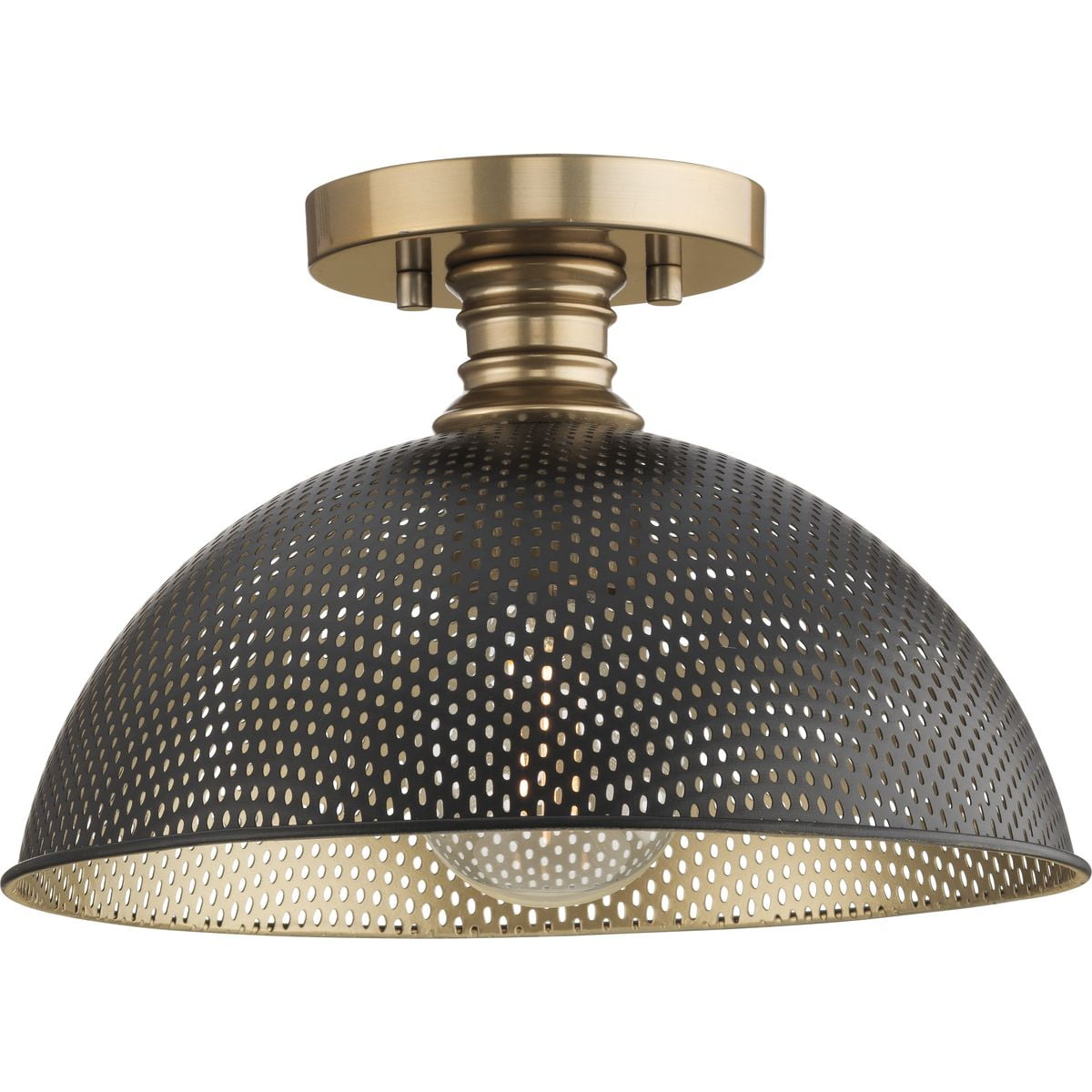 Avec 12.375 in. 1-Light Champagne Bronze Luxe Flush Mount Light