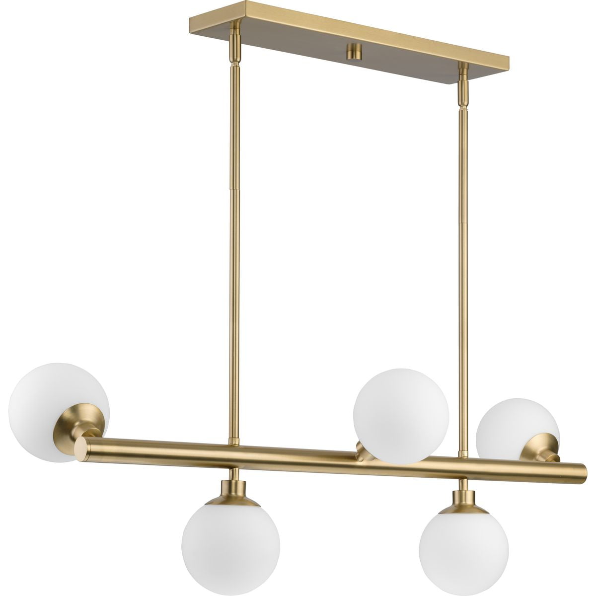 Avec 34 in. 5-Light Brushed Gold Contemporary Linear Chandelier