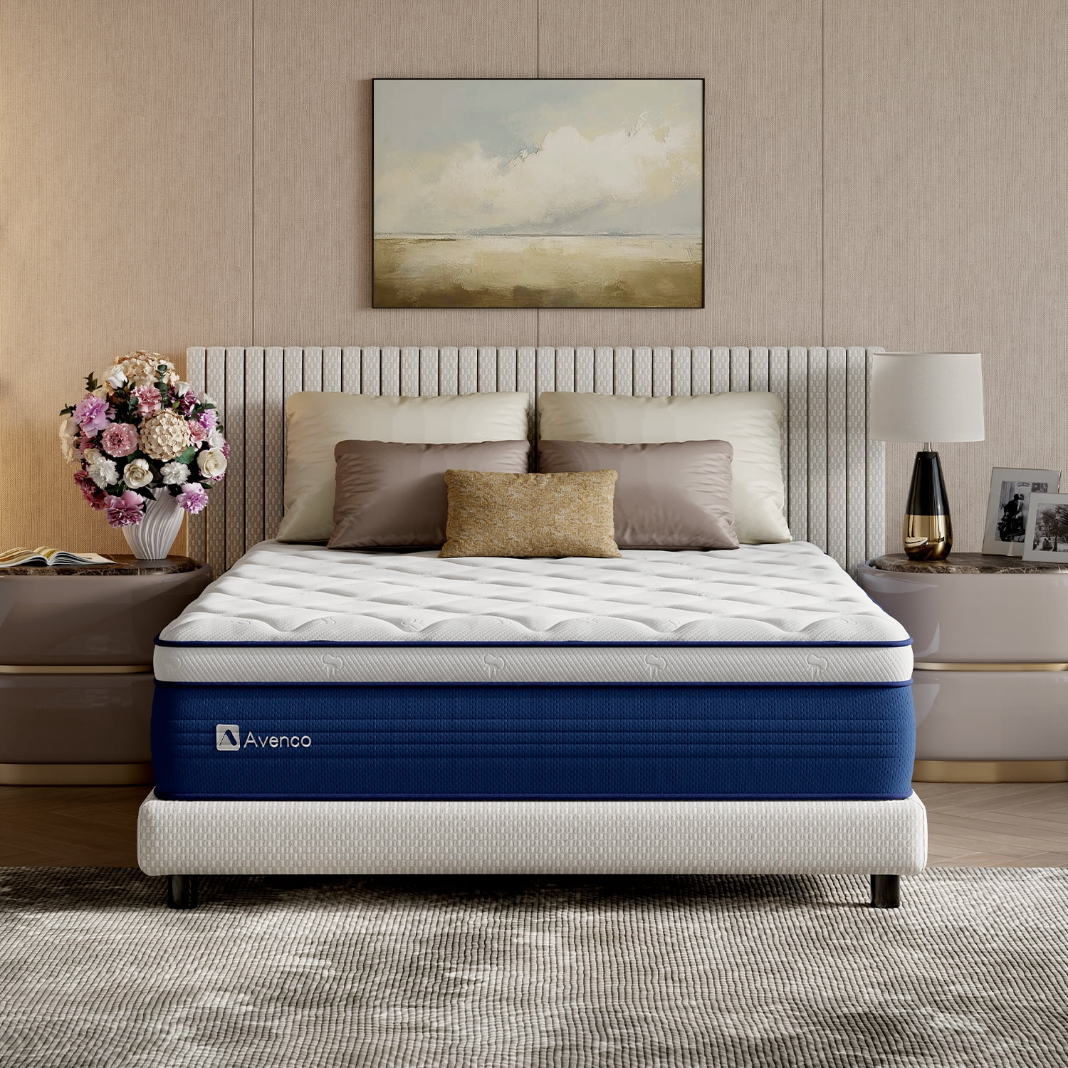 Avenco Airsea 12" Queen Size Medium Firm Support Hybrid Mattress, Motion Isolation&Preesure Relif, CertiPUR-US