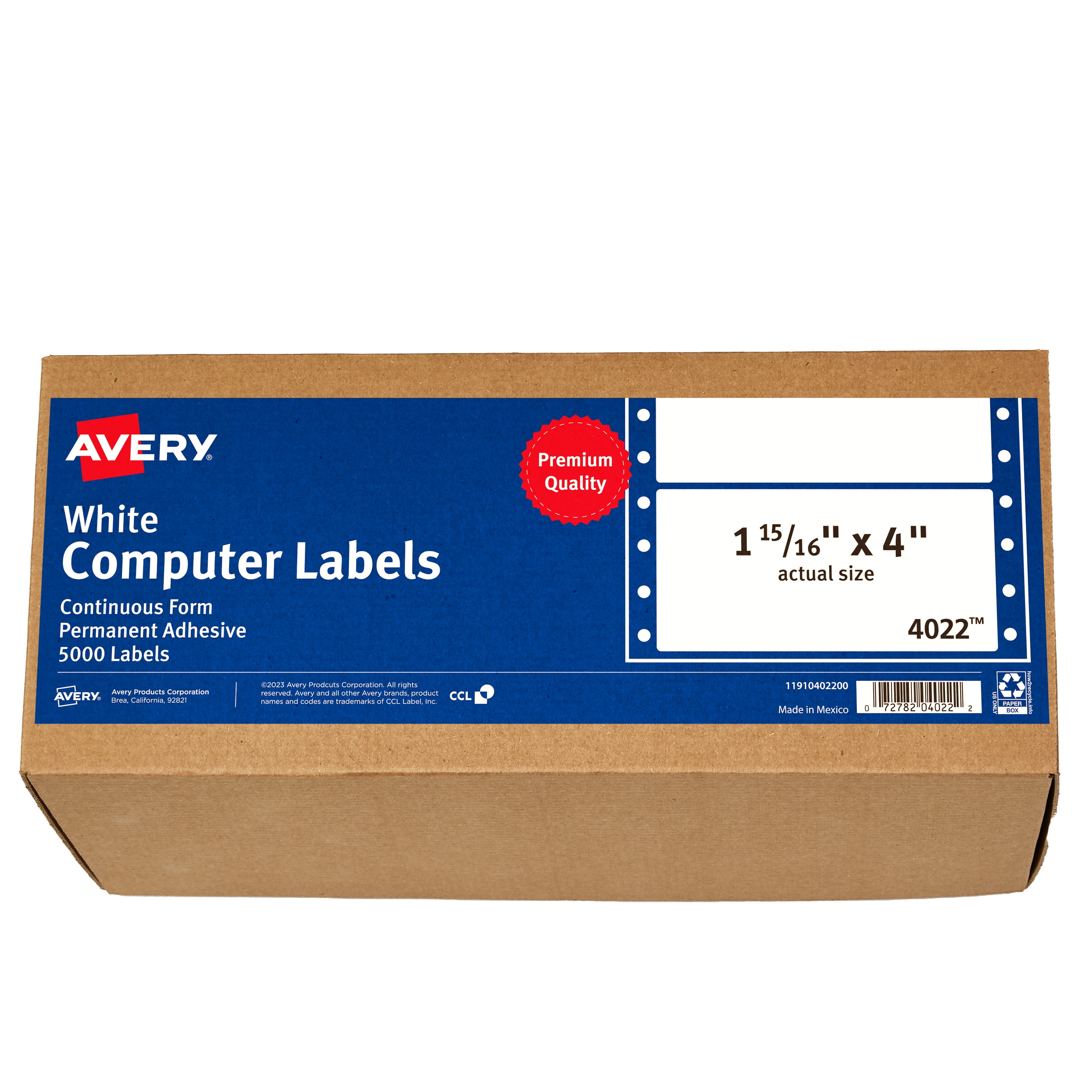 Avery Dot Matrix Labels, 1-15/16" x 4", 5,000ct (4022)