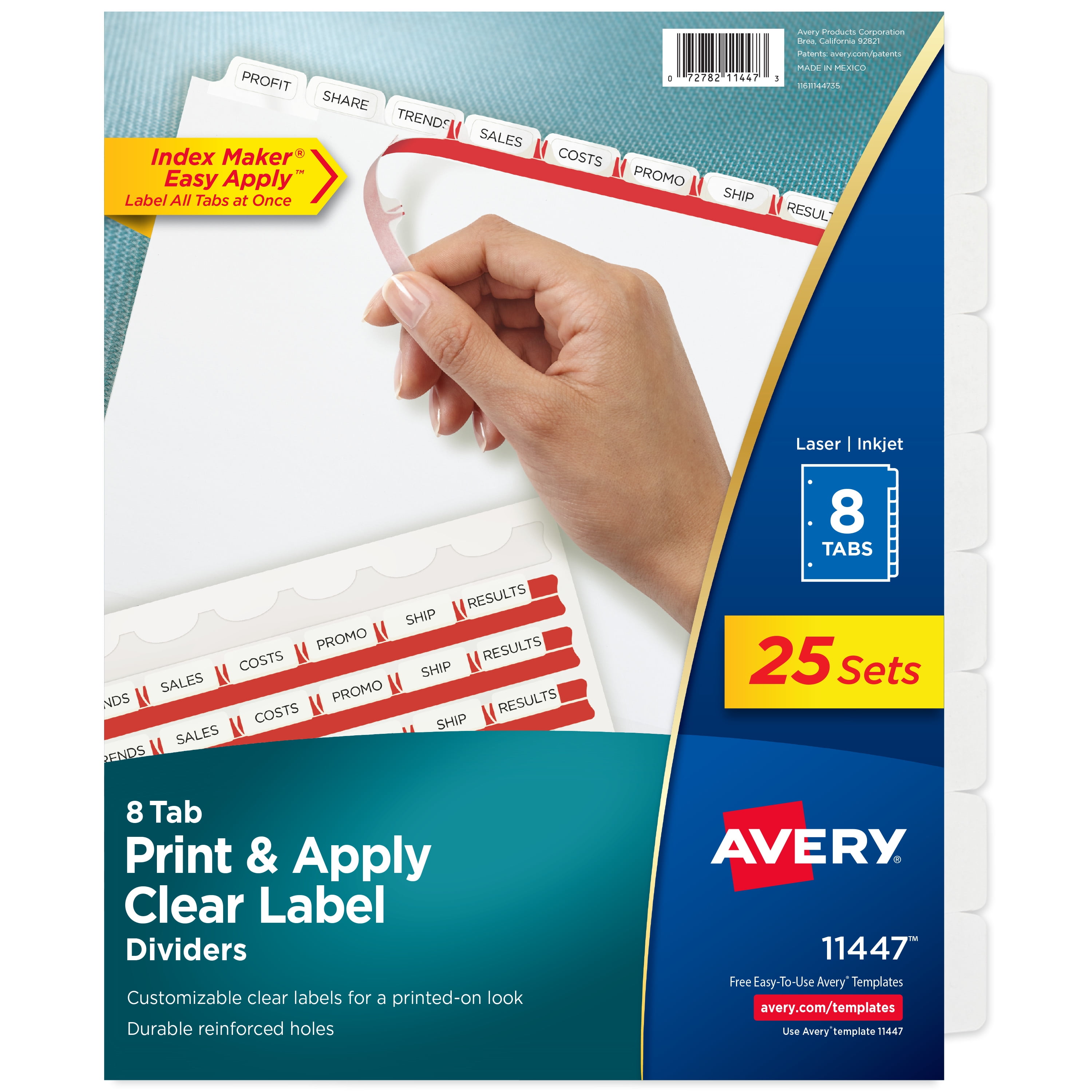 Avery 8 Tab Print & Apply Dividers, Index Maker, 25 Sets (11447)