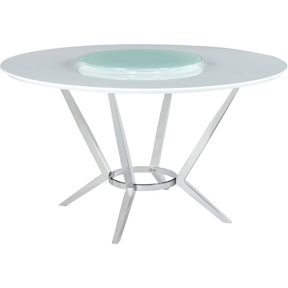 Abby Round 54-inch Lazy Susan Dining Table White High Gloss