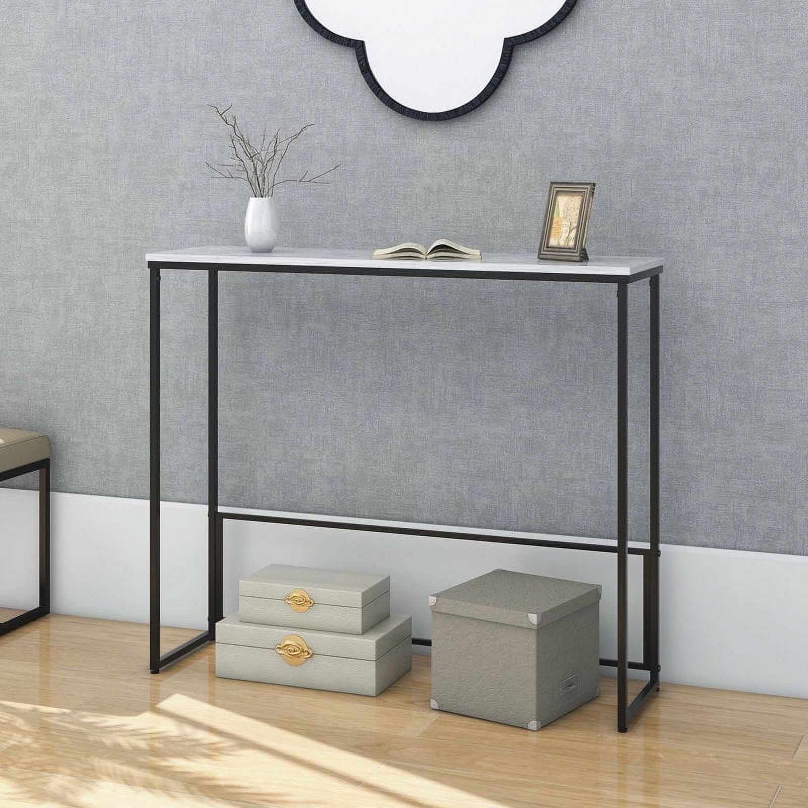Abble Sleek Console Table with Marble Stone Top, Compact Entryway Table 36"