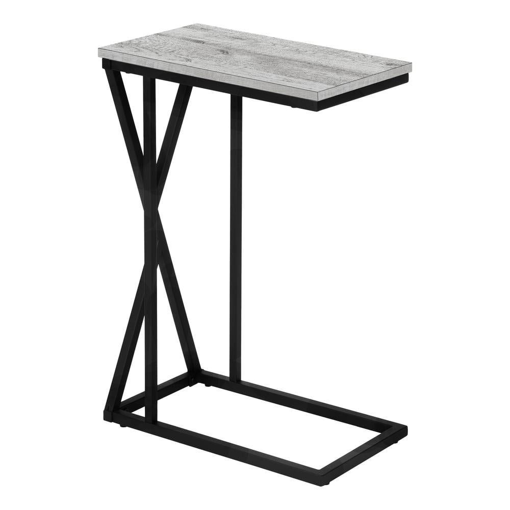 Accent Table C-shaped End Side Snack Living Room Bedroom Metal Grey