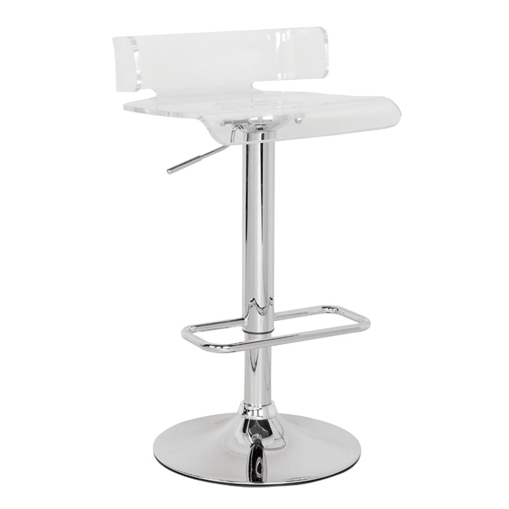 Acme Furniture Rania Modern 31"H Clear Swivel Bar Stool in Chrome Indoor