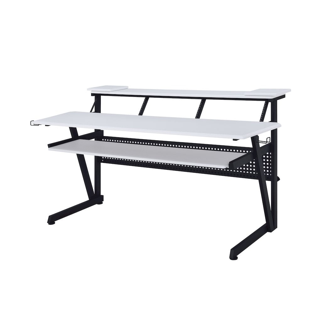 ACME Saida MDF Wood and Metal Rectangular Music Desk in White and Black