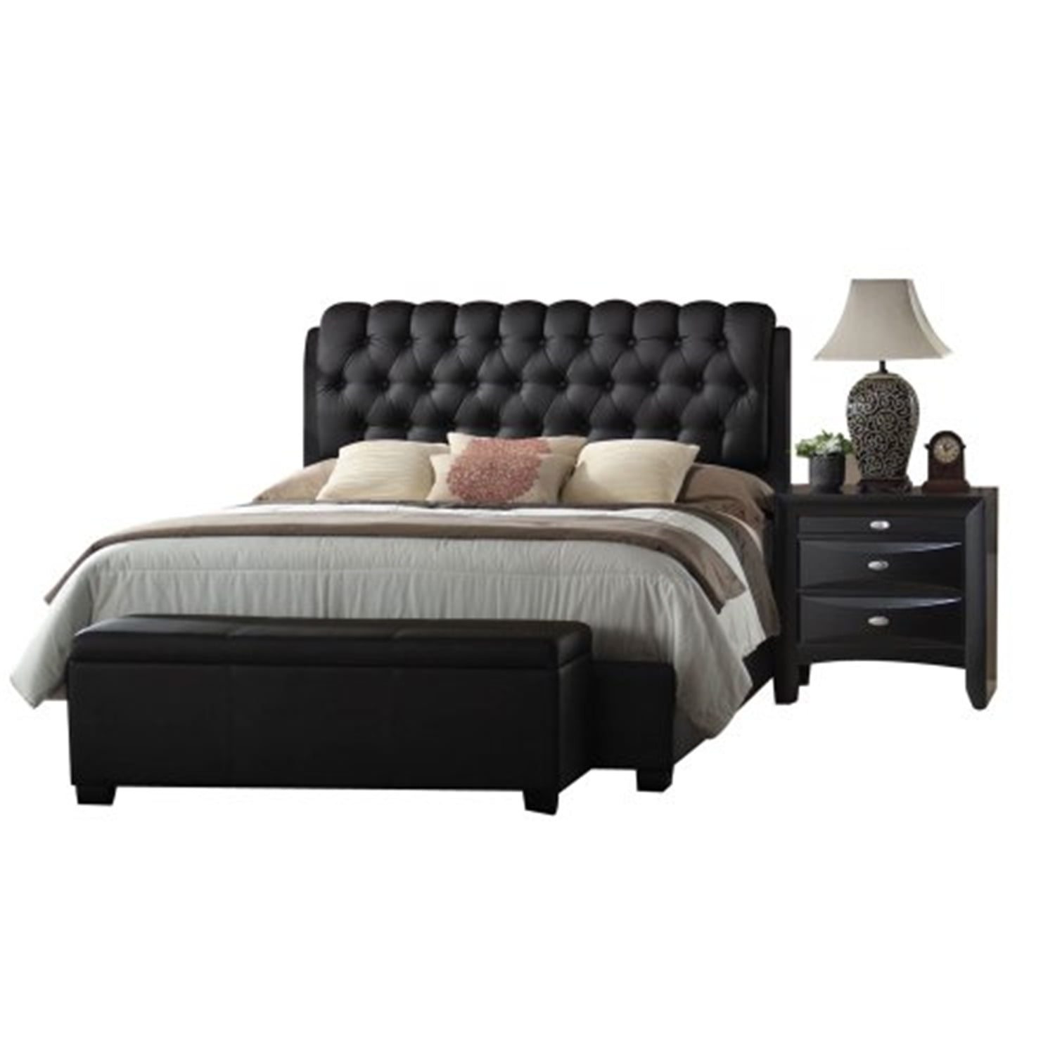 Acme Ireland II Eastern King Bed in Black PU, Multiple Sizes