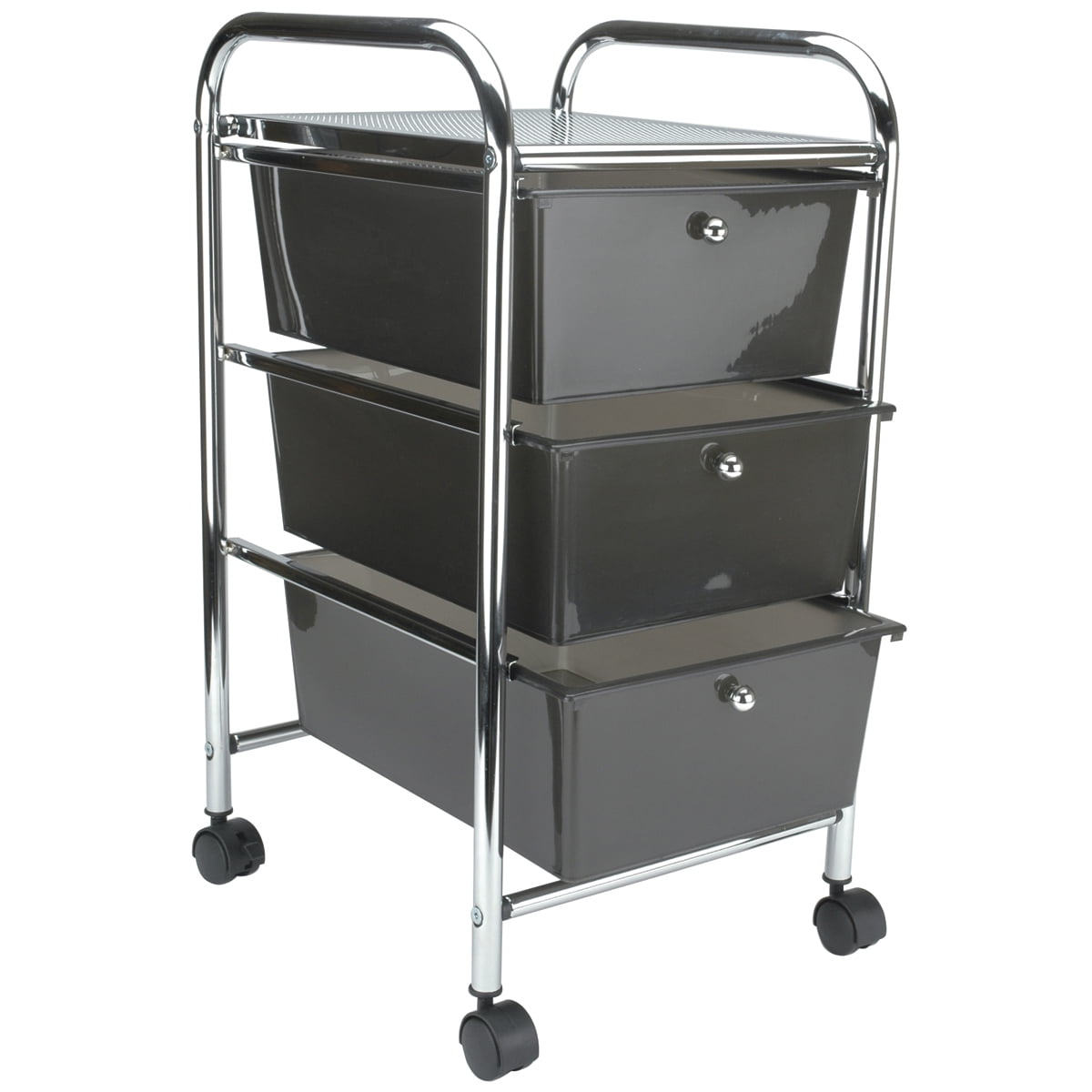 Advantus 3-Drawer Portable Rolling Cart with 360-Degree Wheels, Smoke