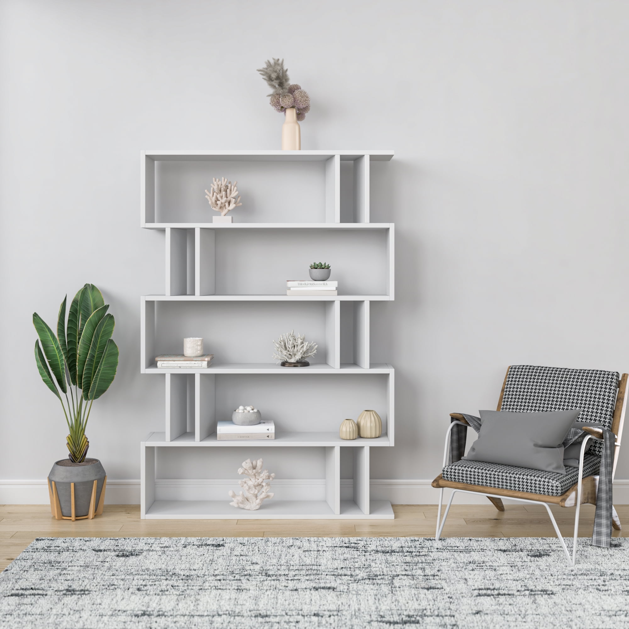 Ada Home Decor Berwyn Multiple Tier Open Shelf Modern Bookcase, White