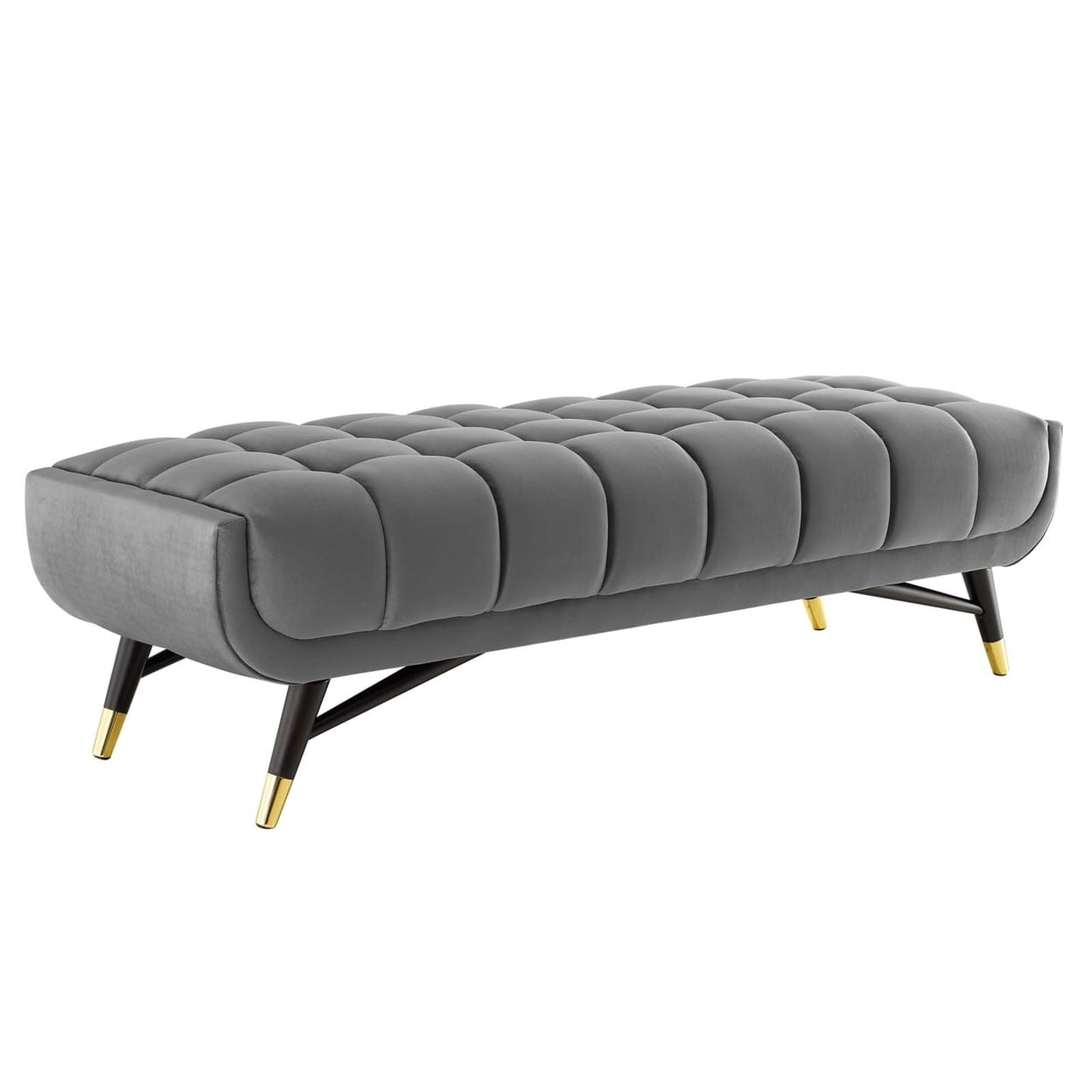 Modway Adept 60" Performance Velvet Bench in Gray