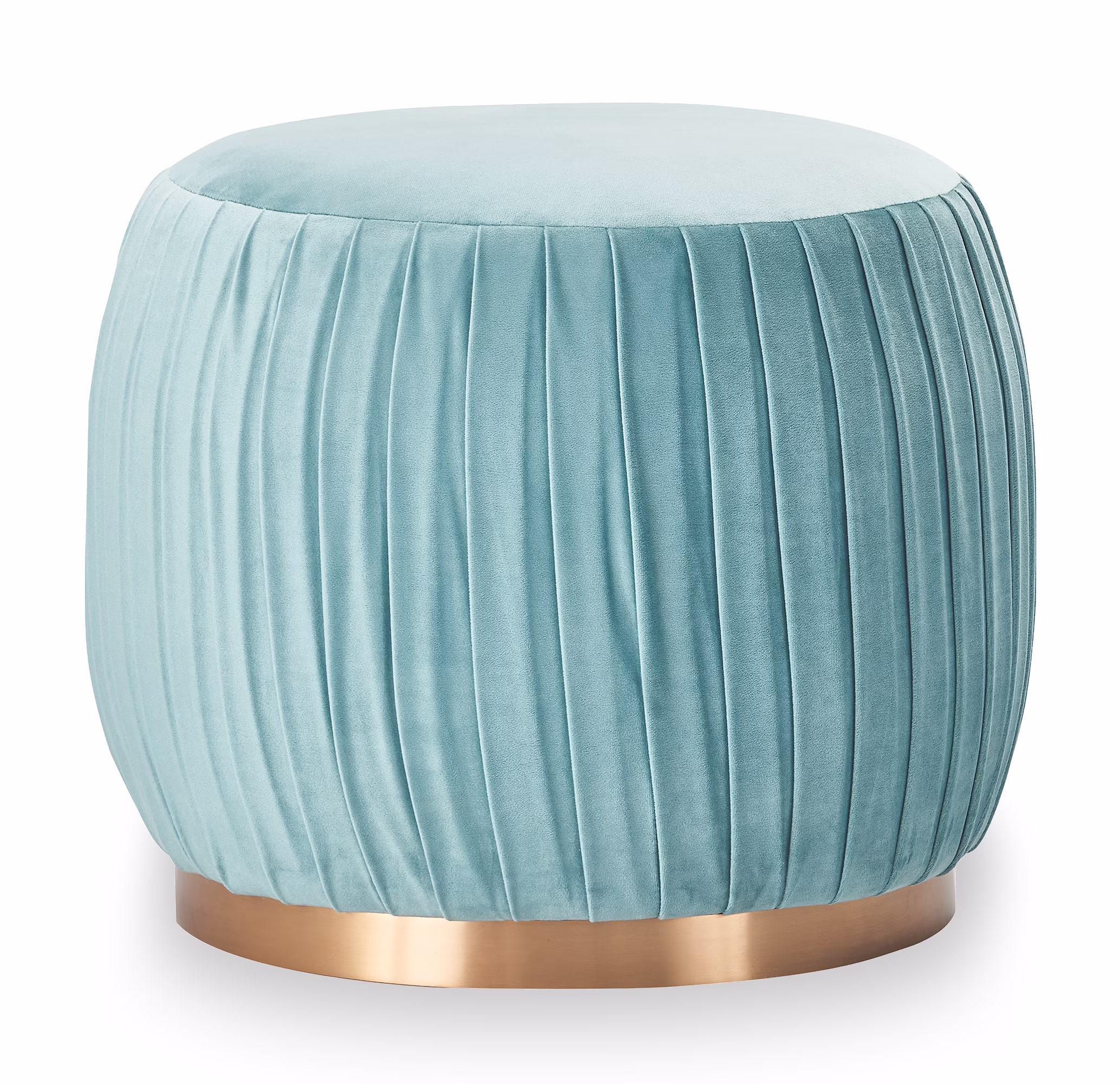 Adore Decor Jolie Modern Pleated Velvet Ottoman in Teal Blue