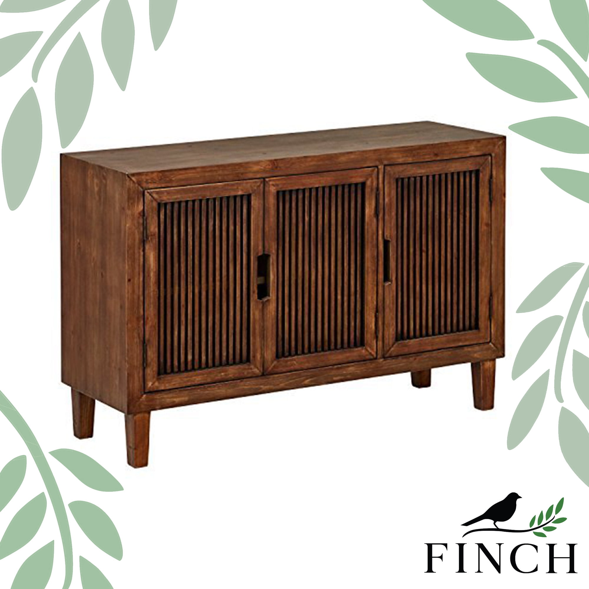 Finch Sawyer Solid Ash Wood Frame 3-Doors Cabinet in Brown