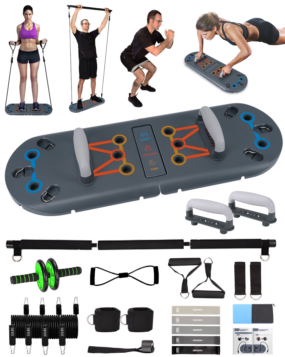 Adoreal 27-in-1 Portable Gym Equipment for Building Muscle, Push-Up Board, Resistance Bands