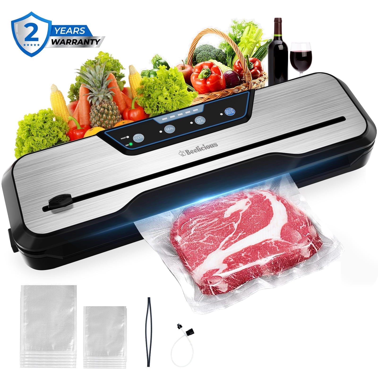 Vacuum Sealer Machine, Aeitto 8-in-1 Air Sealing Food Vacuum Sealer with Starter Kit& 2-Year Warranty, Vacuum Sealing for Food Storage, Build-in Cutter,EXT-VAC