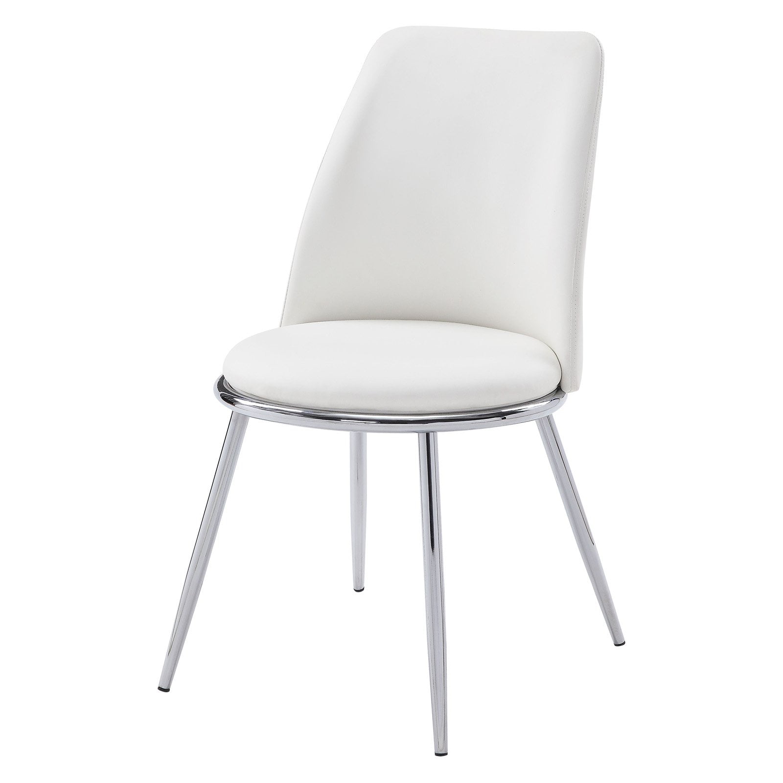 ACME Chara Faux Leather Dining Side Chair in White and Chrome (Set of 2)