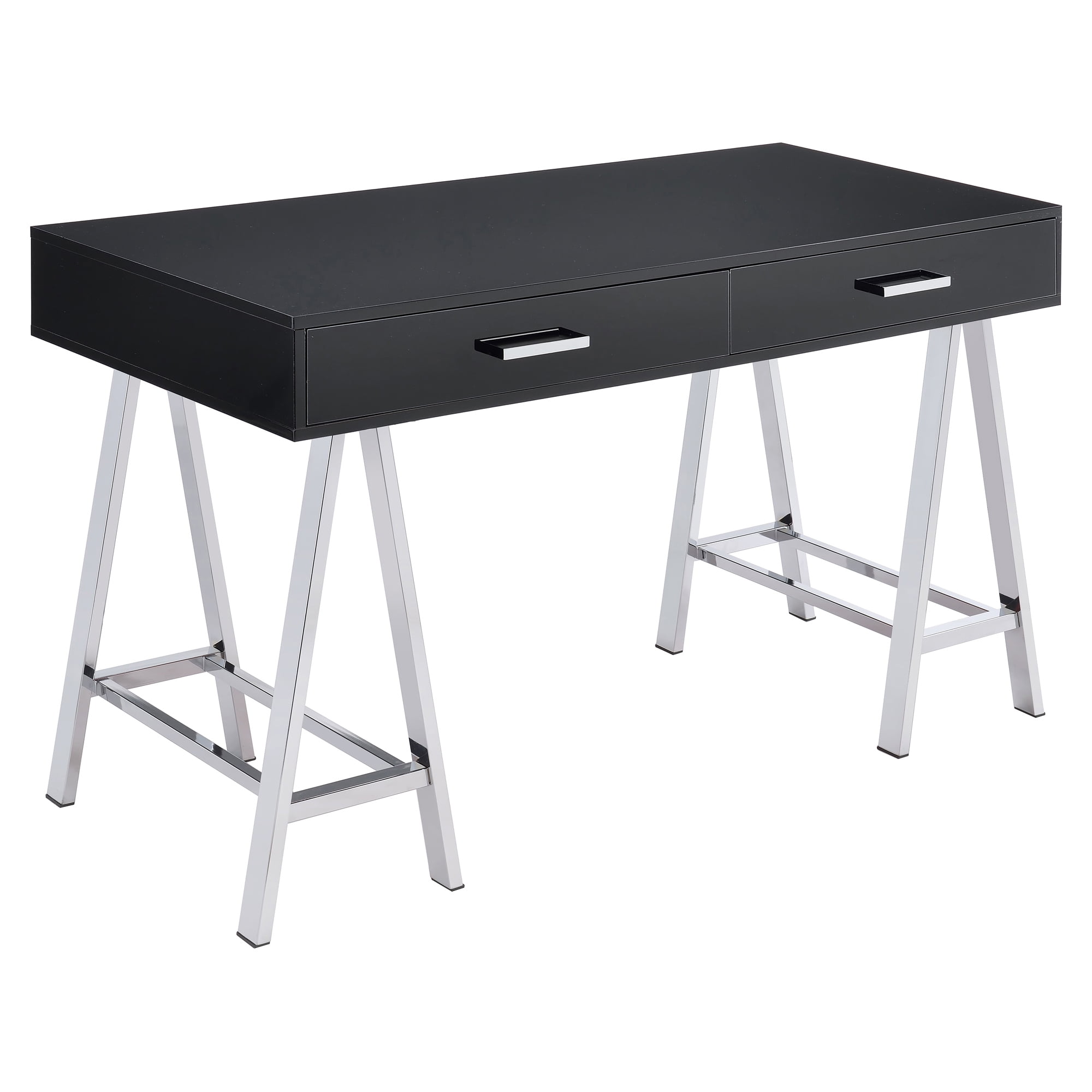ACME Coleen Writing Desk in Black High Gloss and Chrome