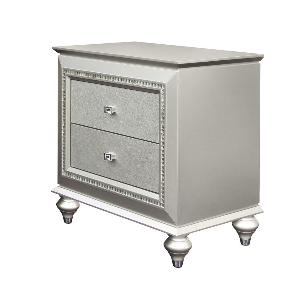 ACME Kaitlyn 2-Drawer Wooden Nightstand in Champagne White