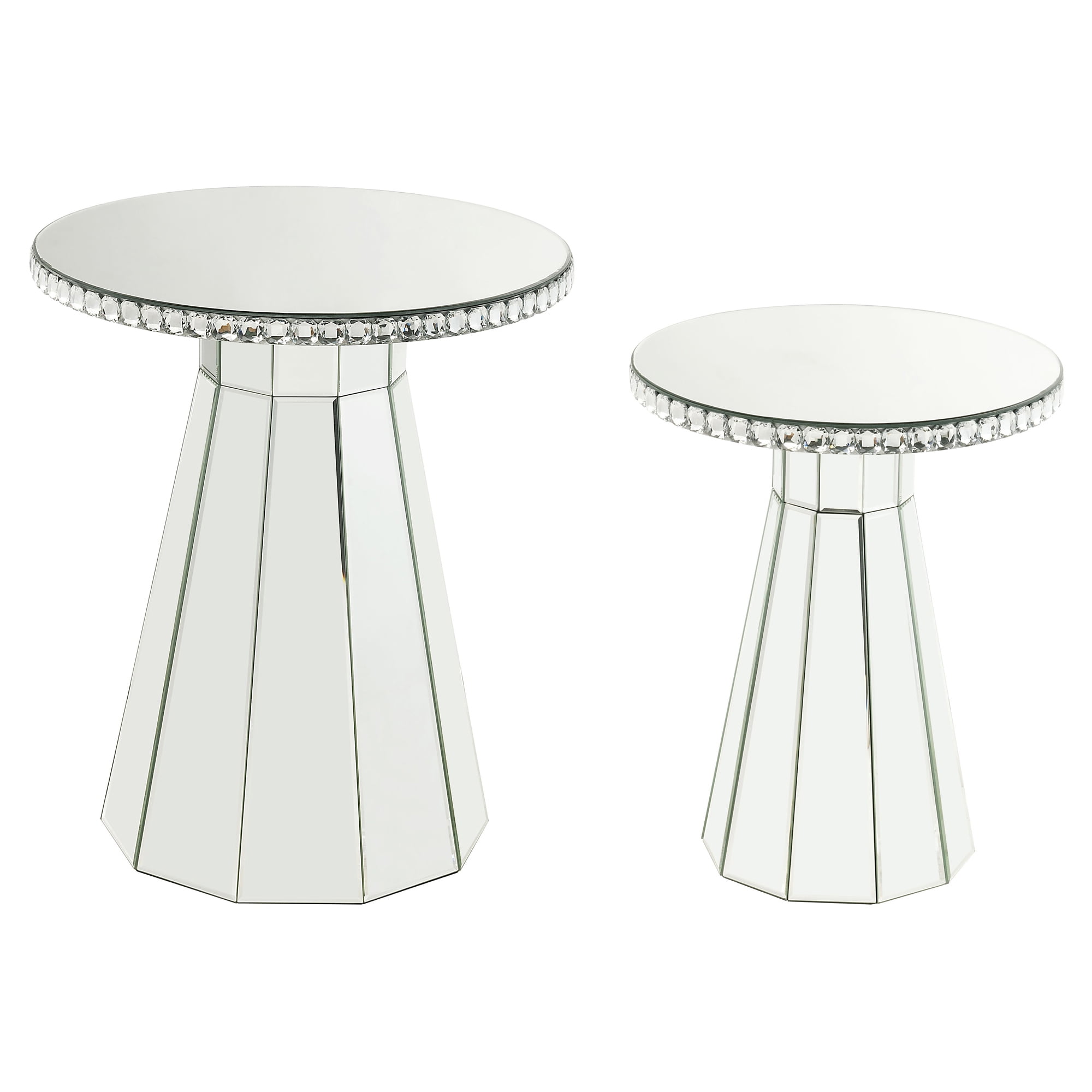 ACME Lotus Round Accent Table in Mirrored