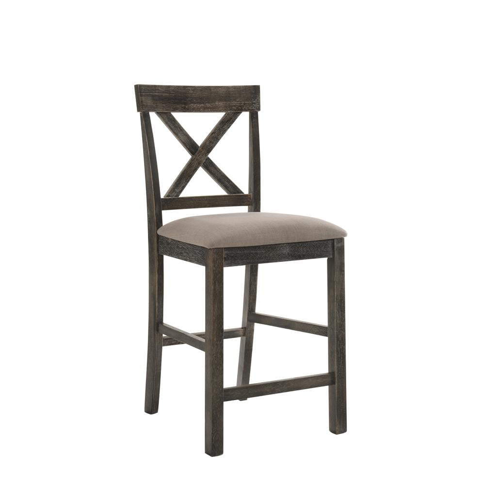 ACME Martha II Counter Height Chair in Tan Linen and Weathered Gray (Set of 2)