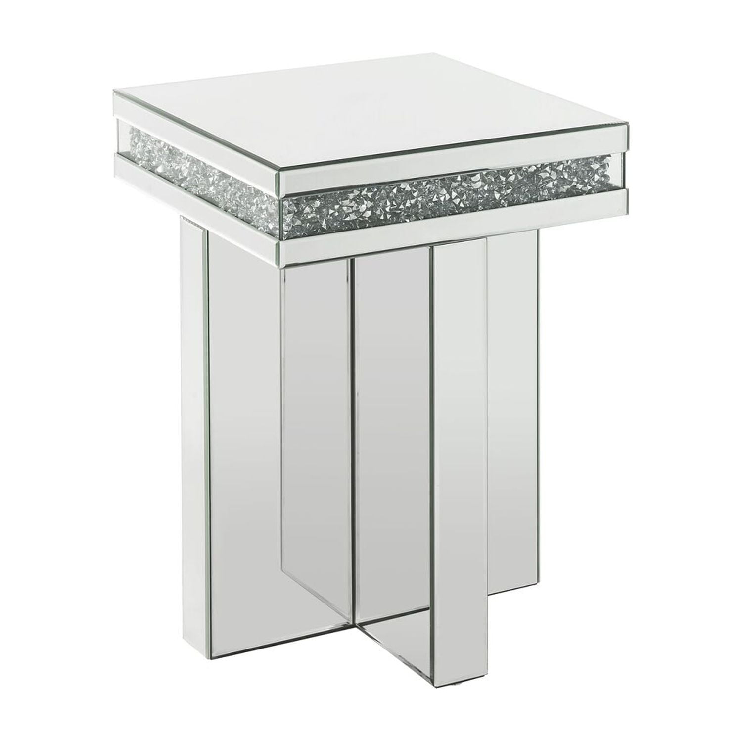 End Table, Mirrored & Faux Diamonds