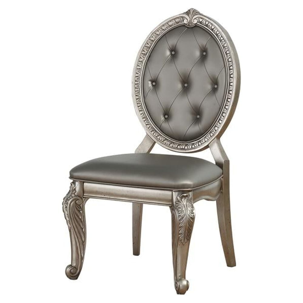 ACM-66922 - ACME Northville Side Chair (Set-2), PU & Antique Silver