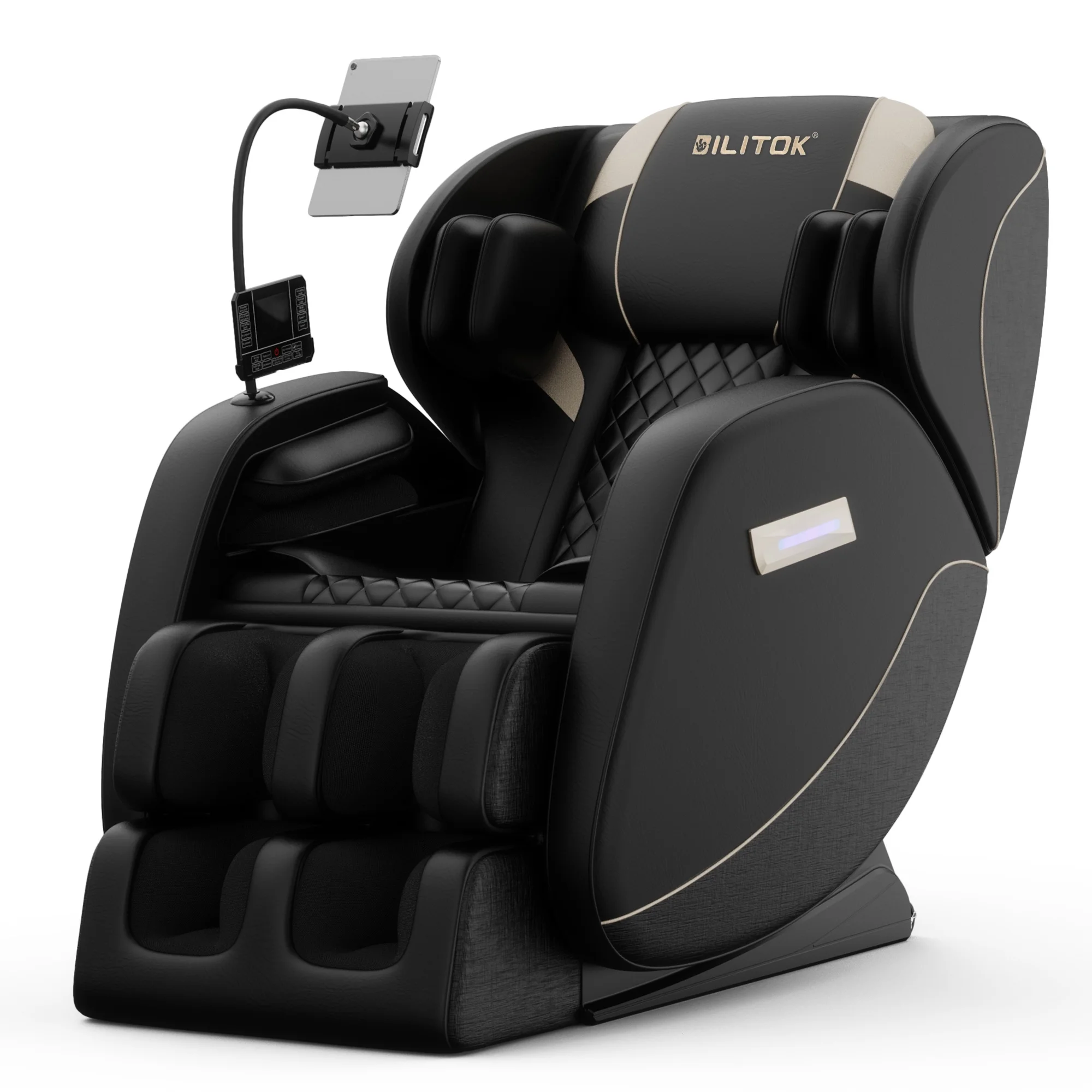 AENKYO Full Body Zero Gravity Massage Chair with Heating, Airbags, Bluetooth Speaker, Foot Roller, and Touch Screen Control Black