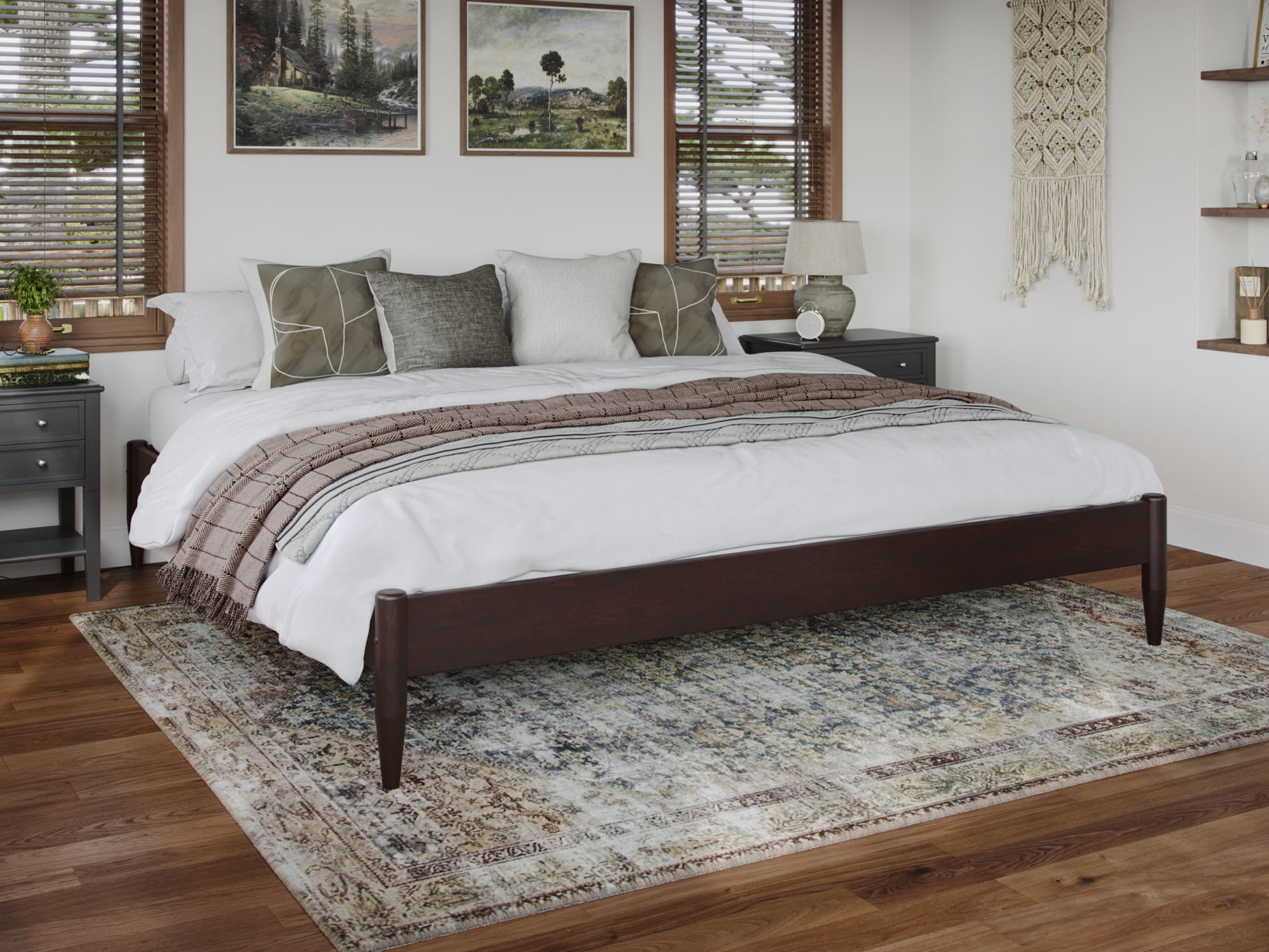 AFI Pasadena 12" Espresso Solid Wood Low Profile Platform Bed, King